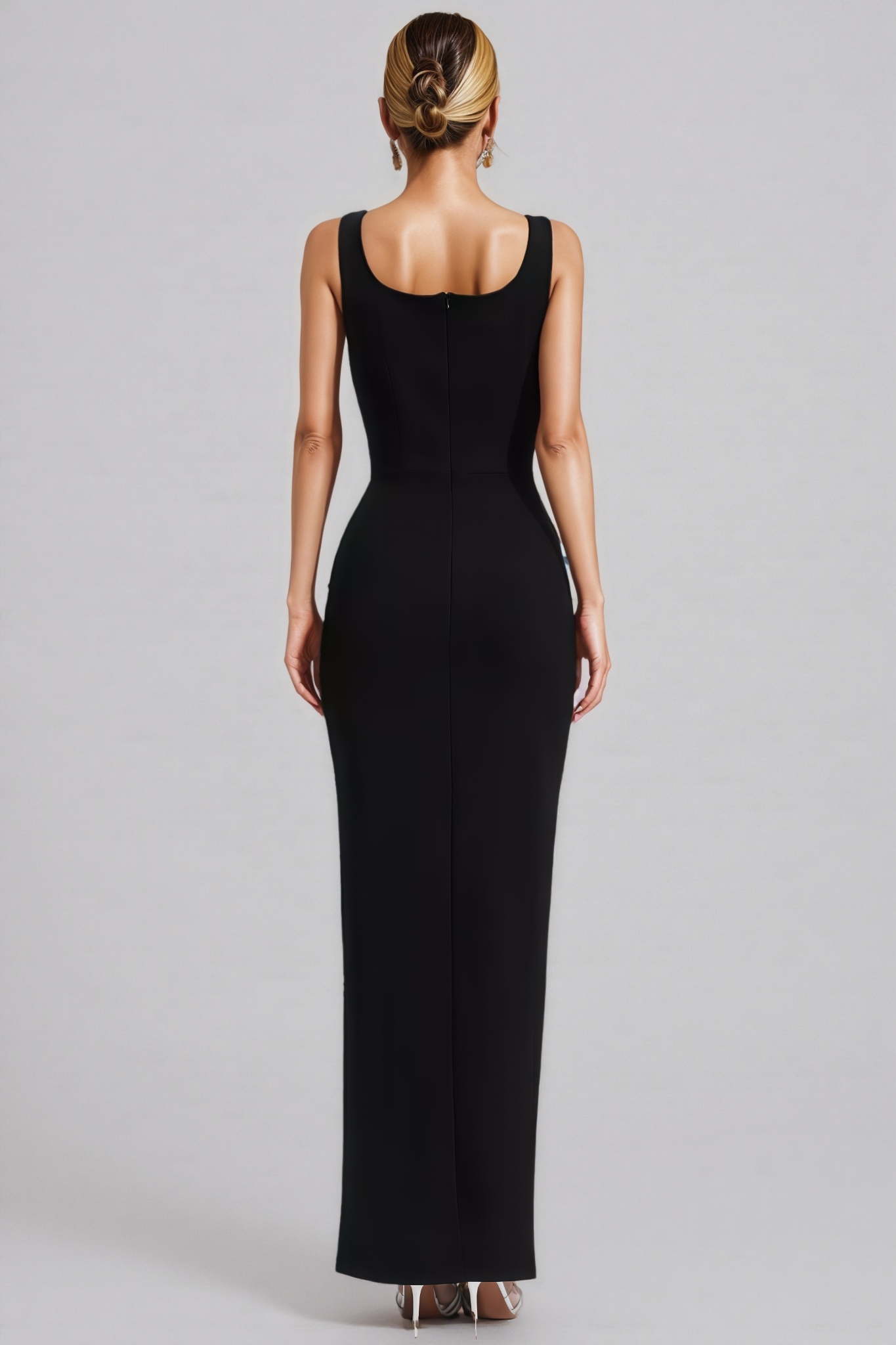 Ysolly Hadlee Black Embellished Diamond Maxi Dress