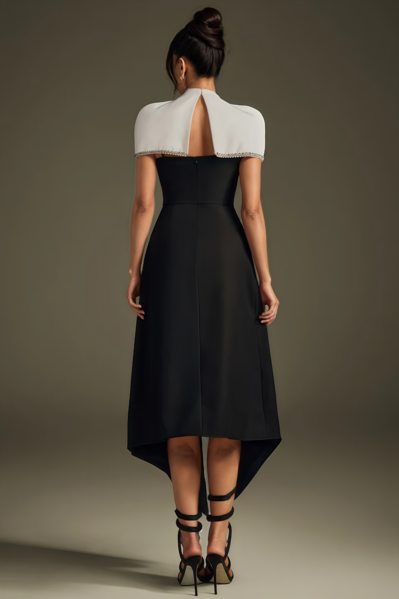 Wyricx Black Rhinestone Cape Maxi Dress