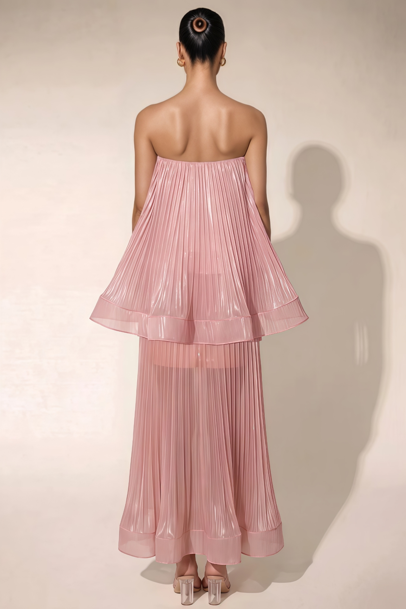 Jemma Pink Strapless Pleated Maxi Dress Set