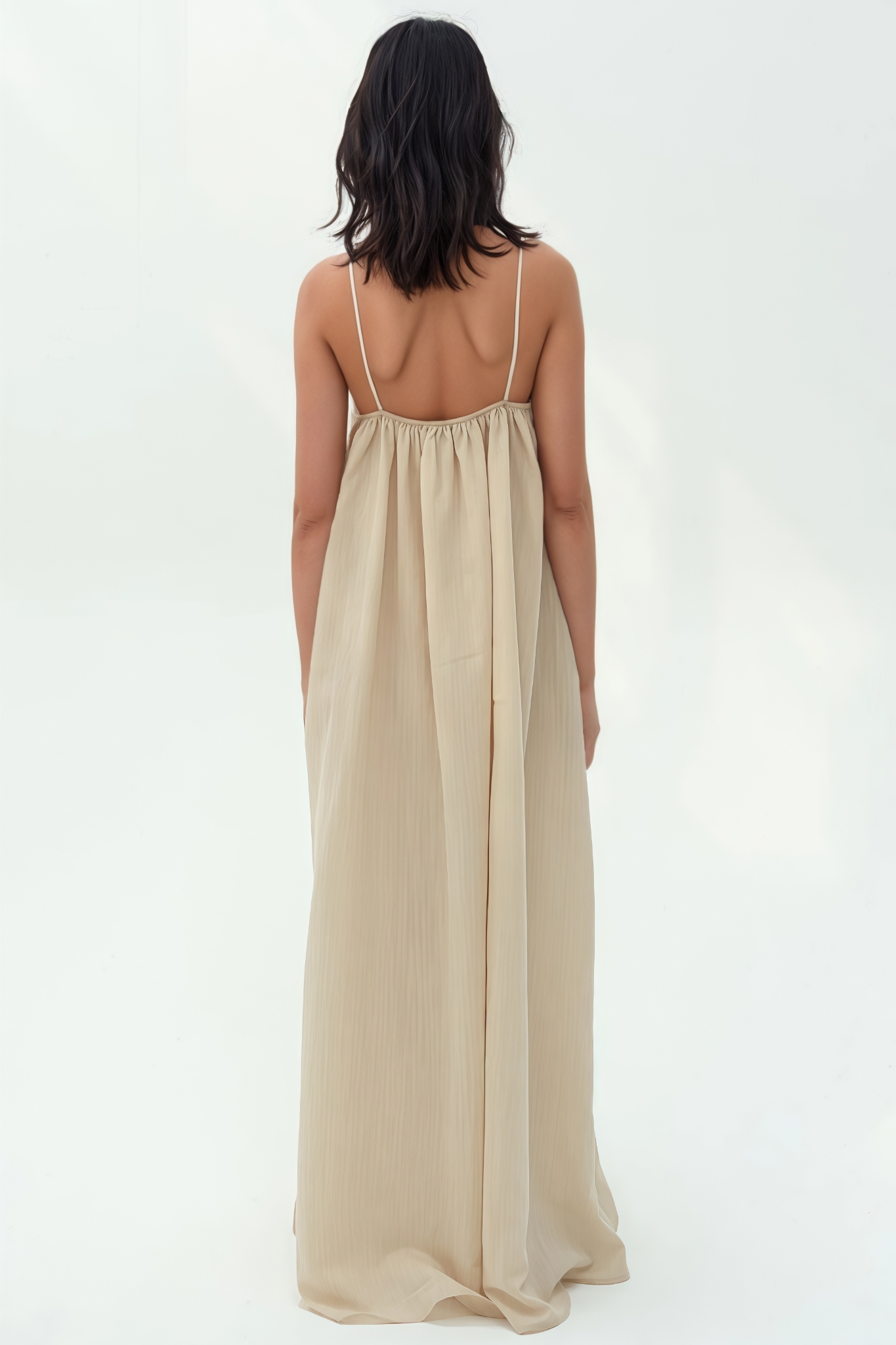 Nalert Khaki Sleeveless Floral Maxi Dress