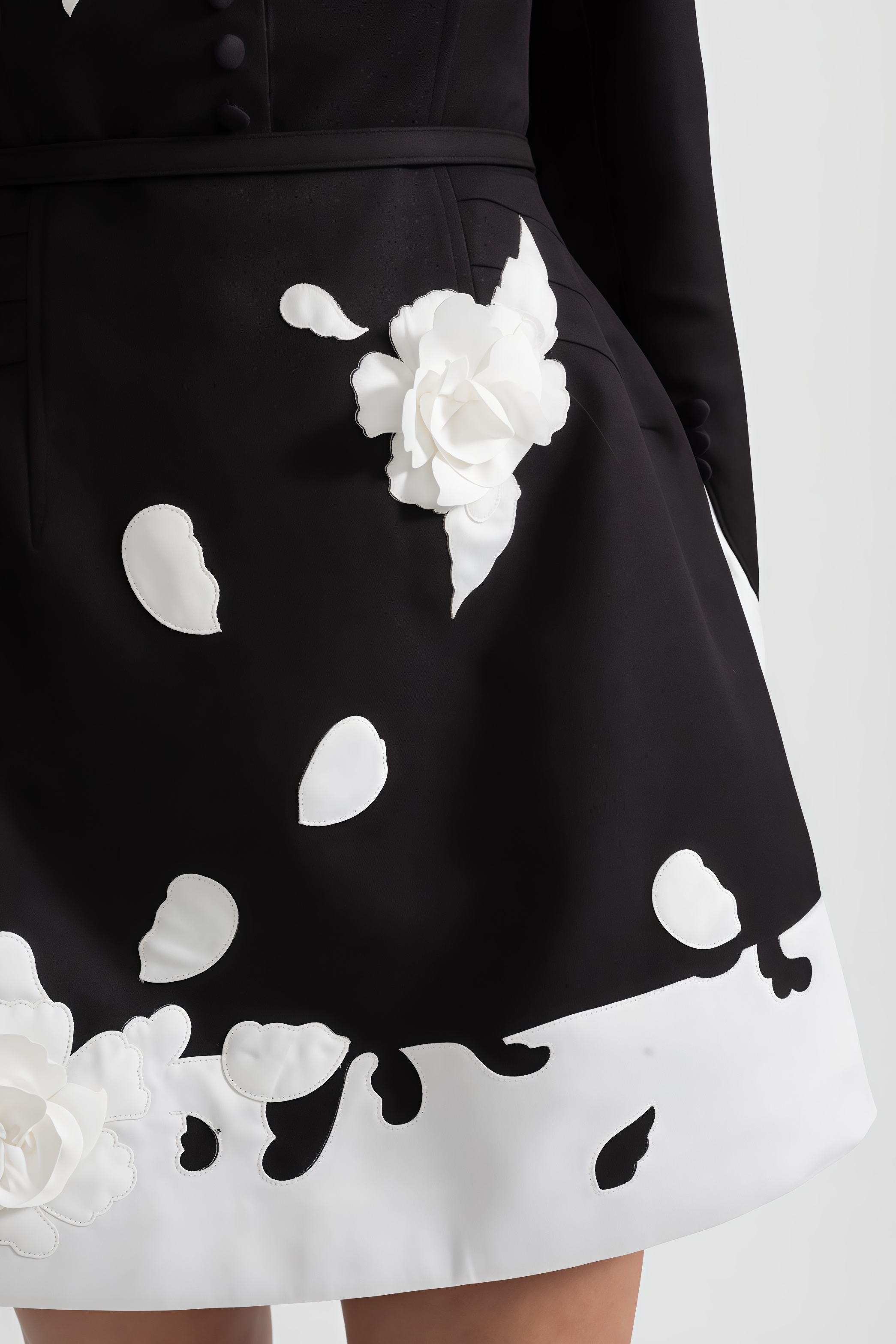 Pryce Black 3D Floral Mini Dress