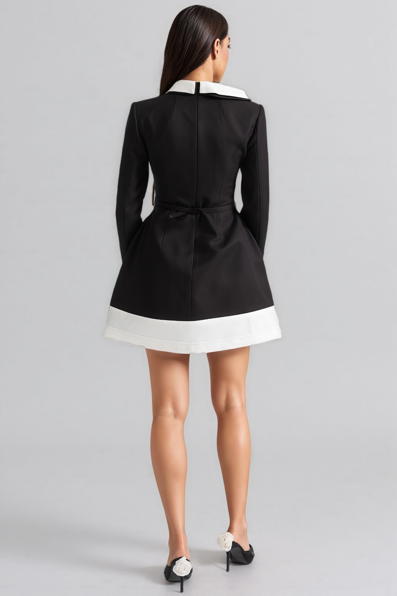 Pryce Black 3D Floral Mini Dress