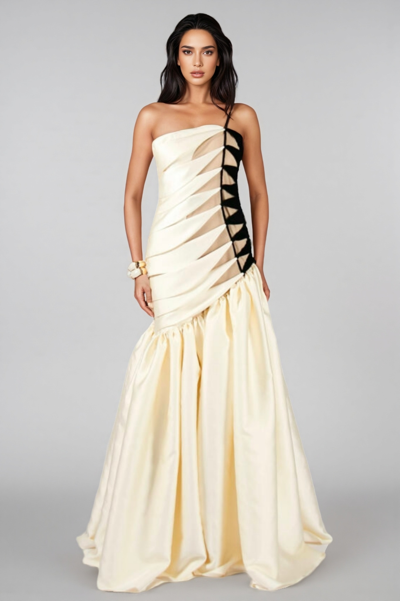 Branda Fishtail Satin Maxi Dress