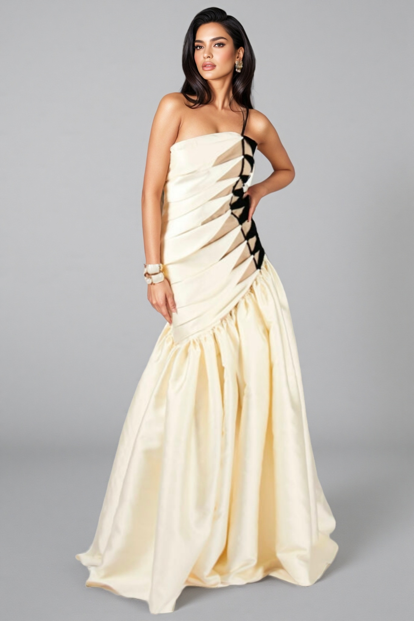 Branda Fishtail Satin Maxi Dress