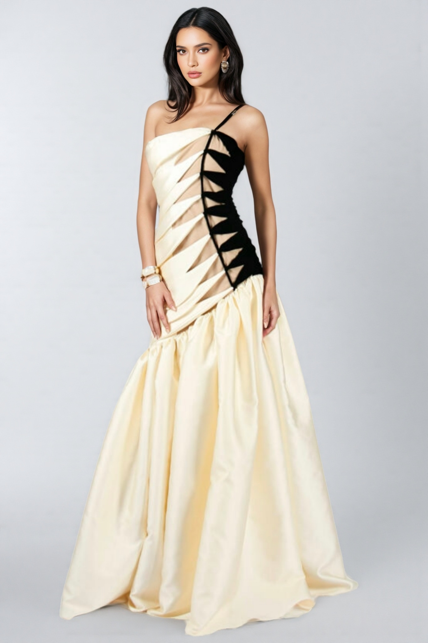 Branda Fishtail Satin Maxi Dress