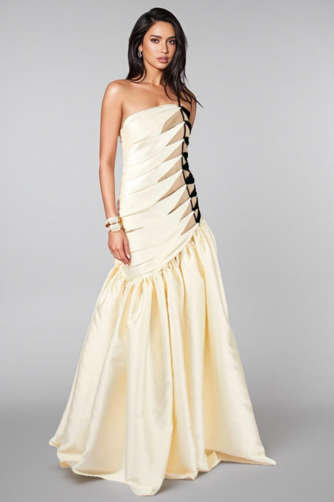Branda Fishtail Satin Maxi Dress