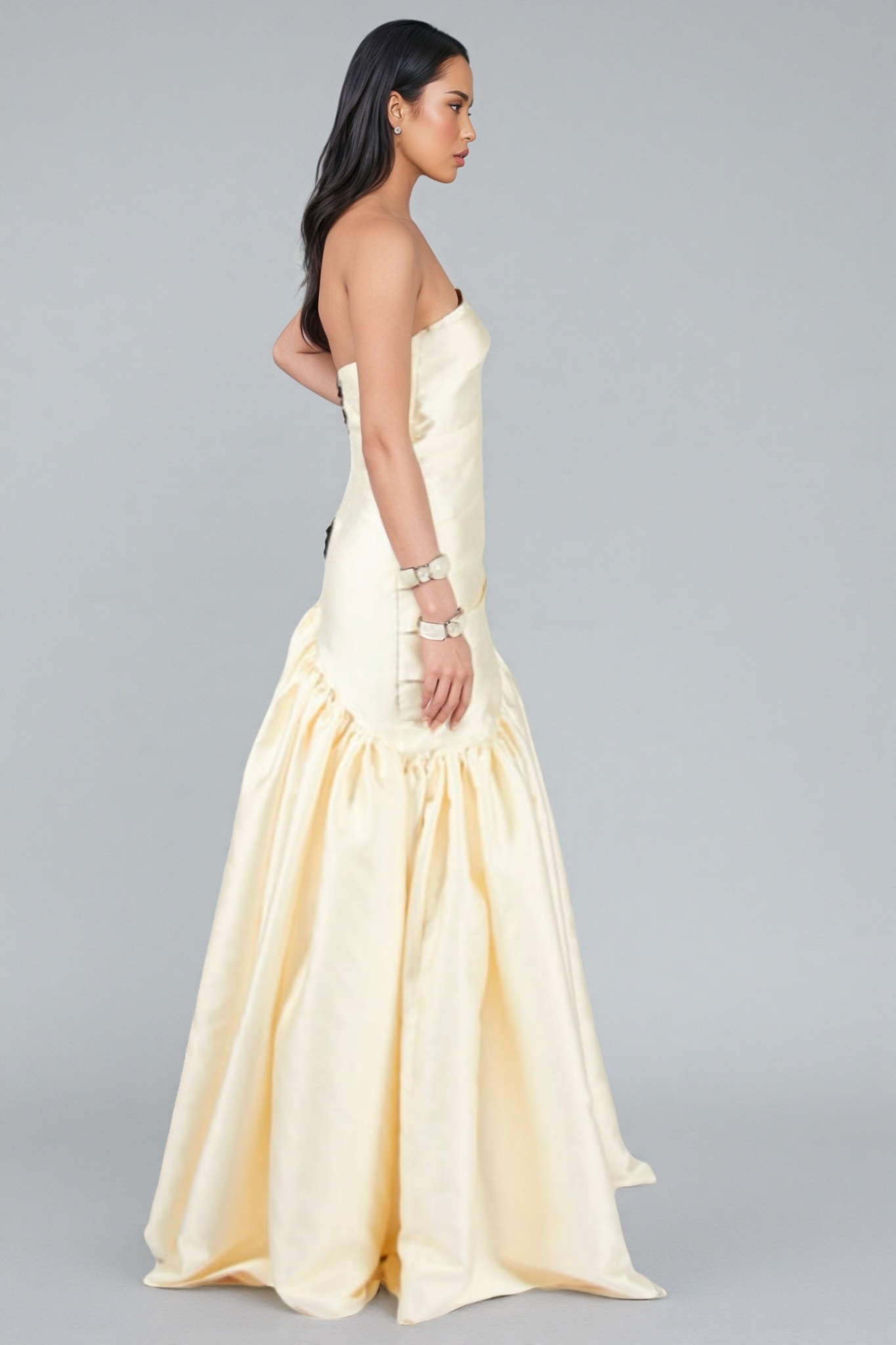 Branda Fishtail Satin Maxi Dress