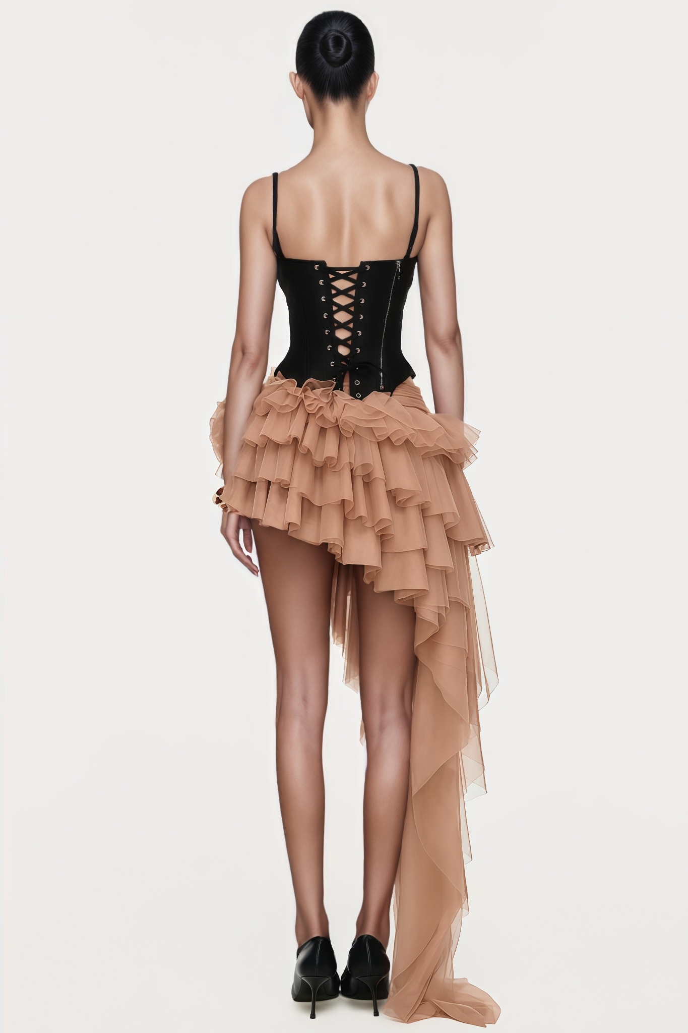 Waren Halter Lace Mesh Maxi Dress Set