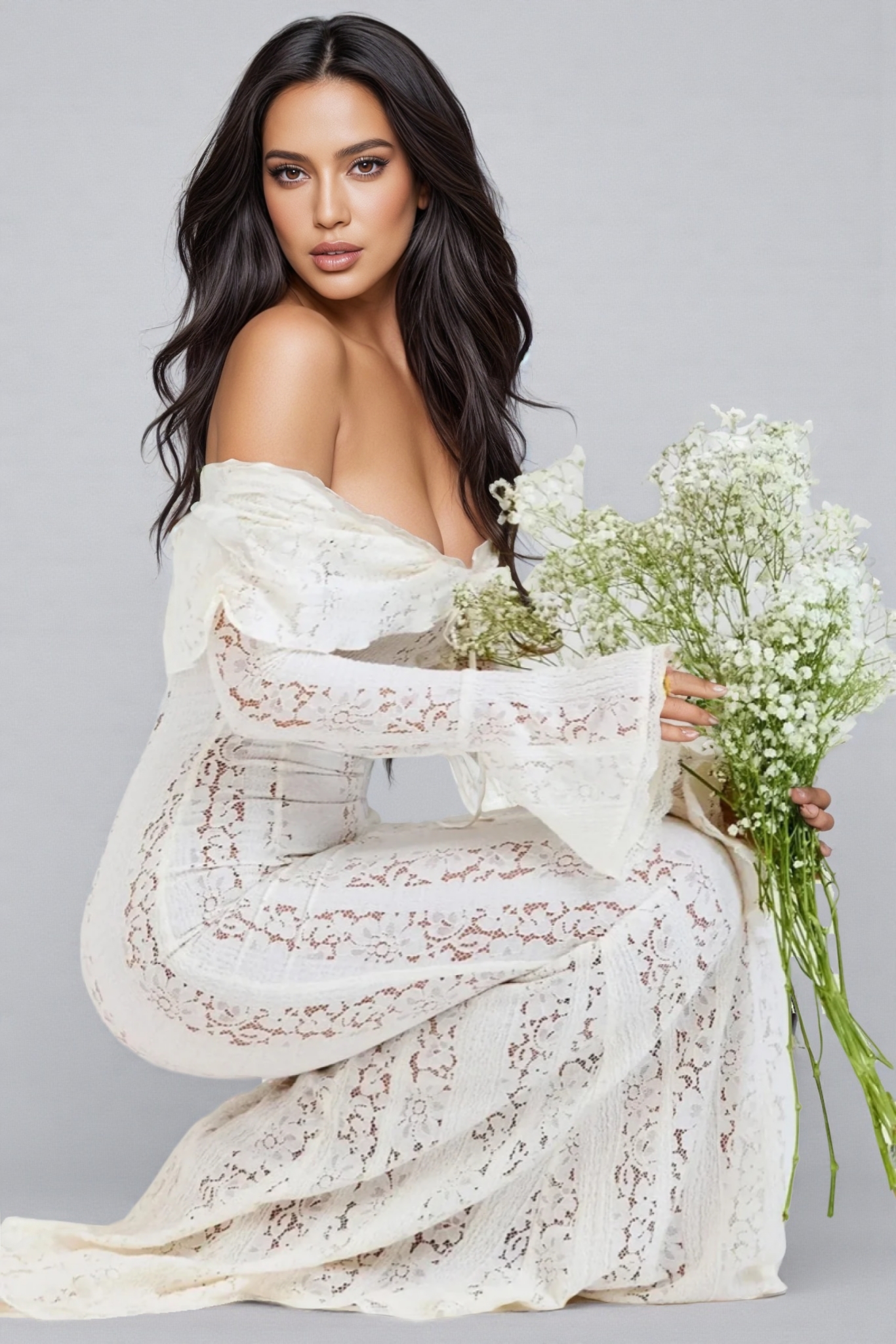 Sean Lace Trailing Maxi Dress