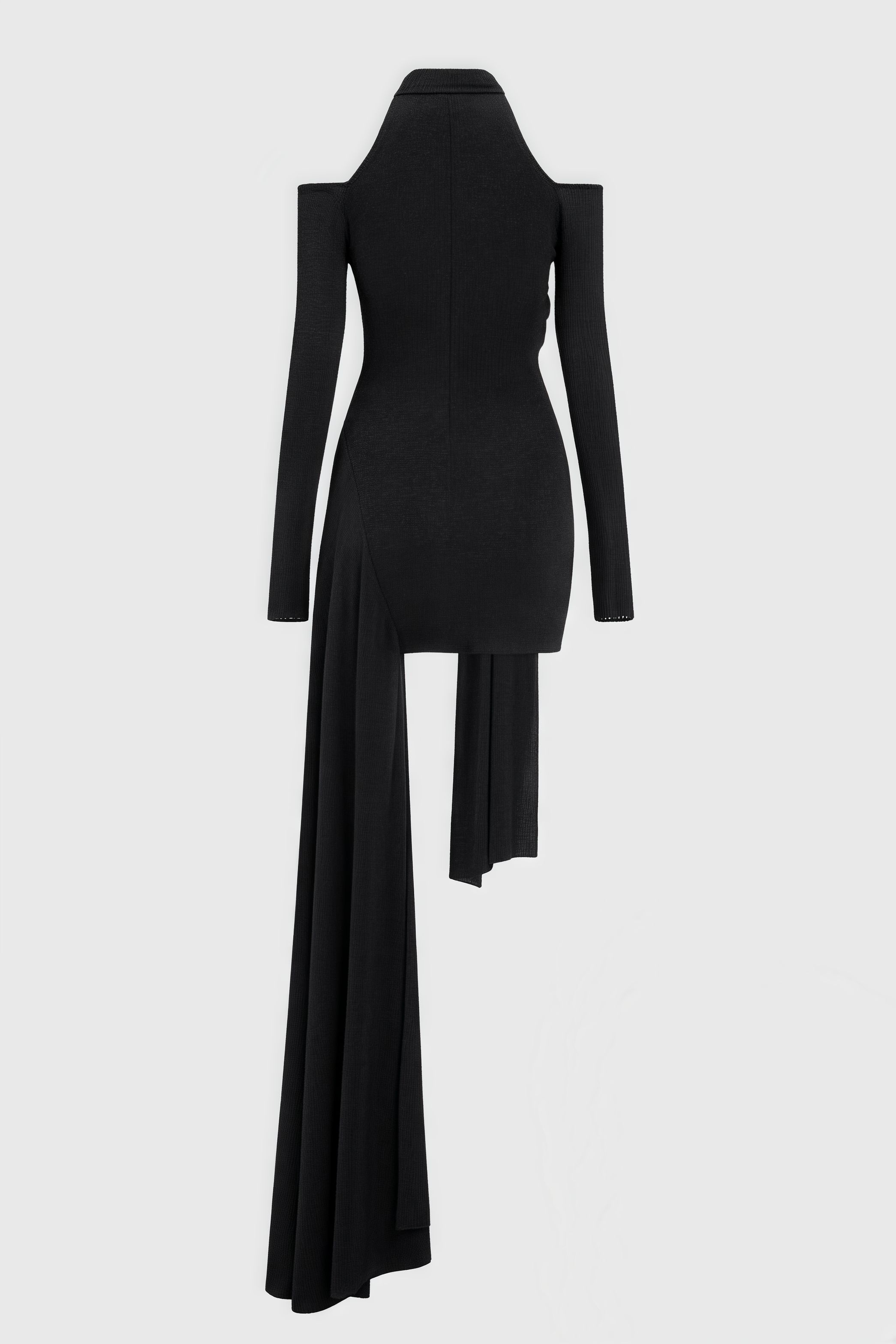 Tata Hollow Black Split Mini Dress