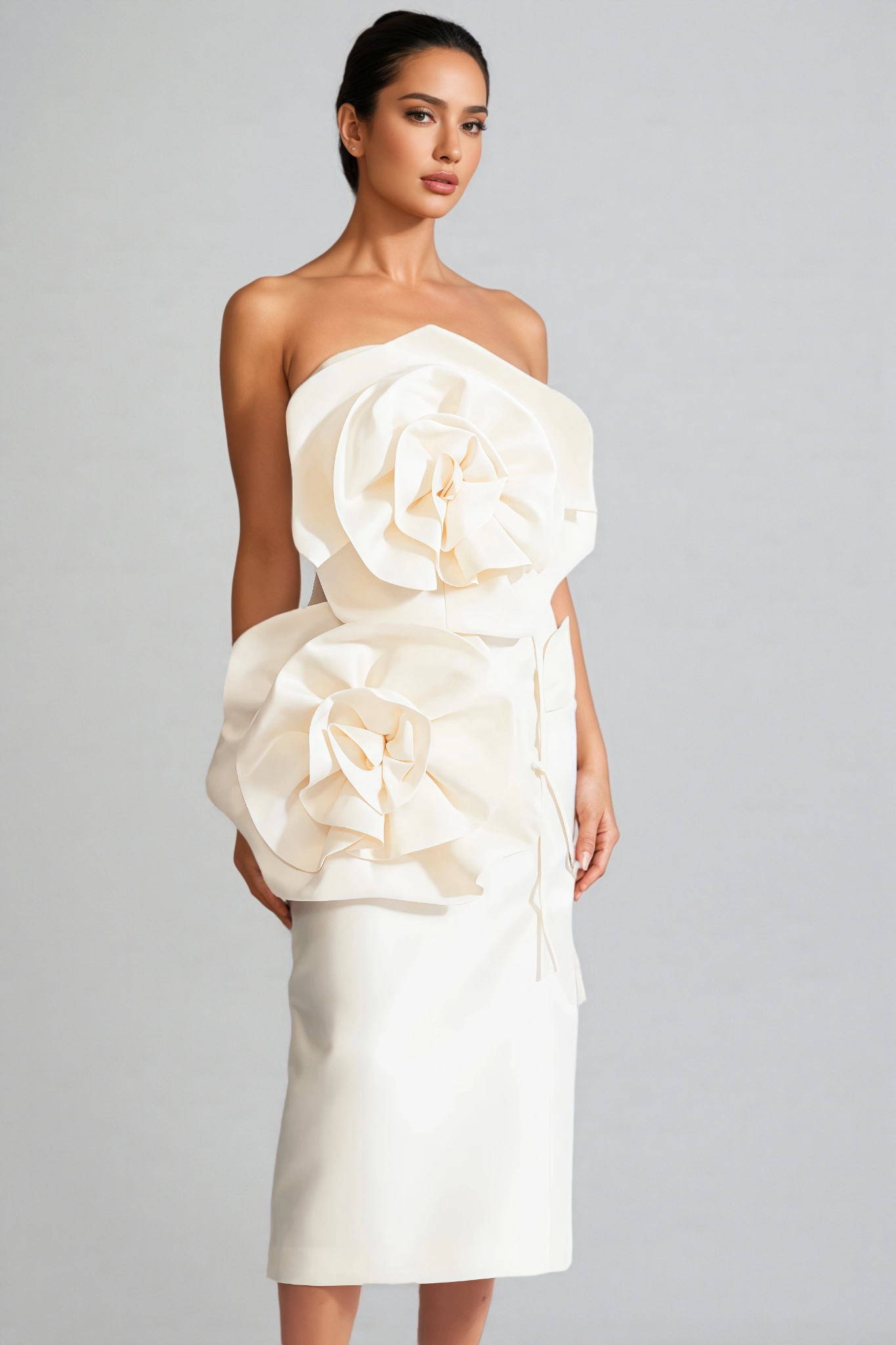 Roie 3D Flower Design Midi Dress