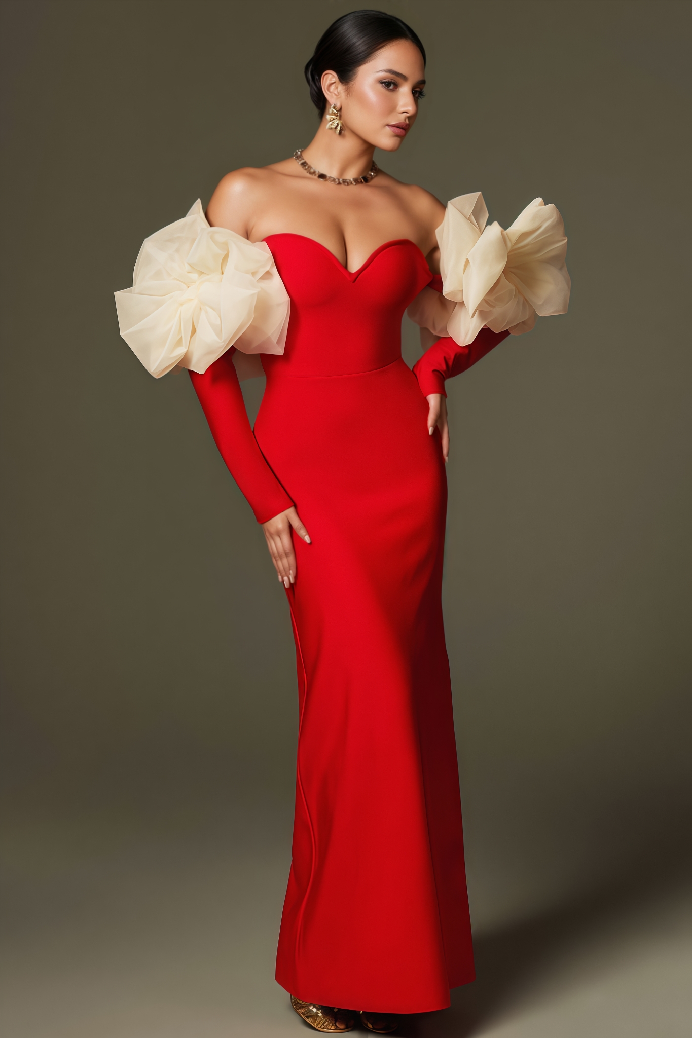 Carter Off Shoulder Flower Bandage Maxi Dress