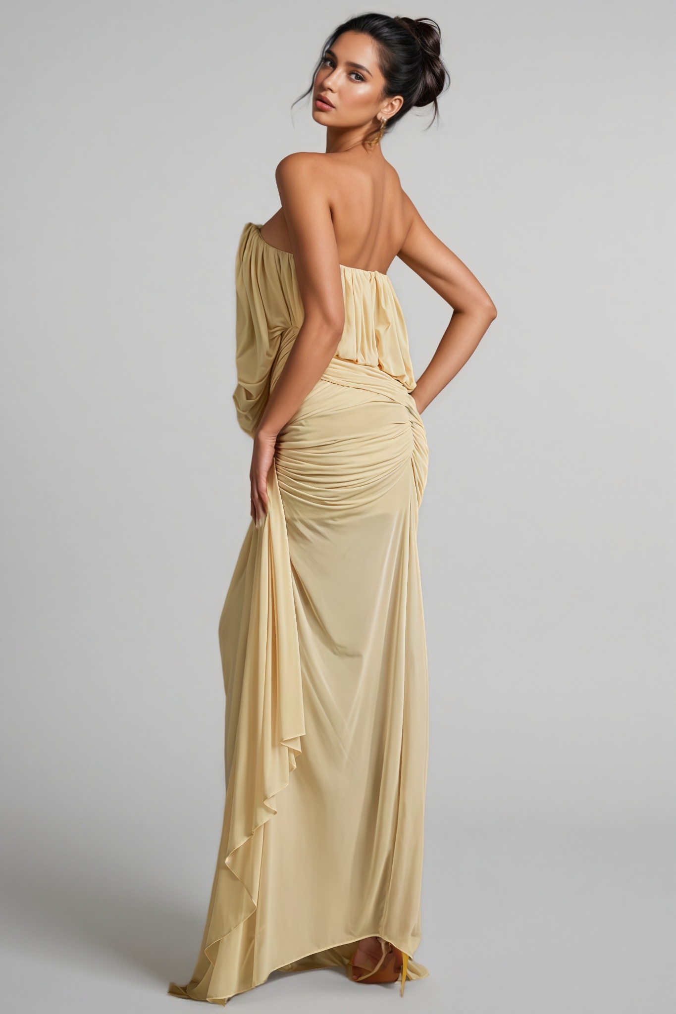 Gaelthis Strapless Ruched Draped Maxi Dress