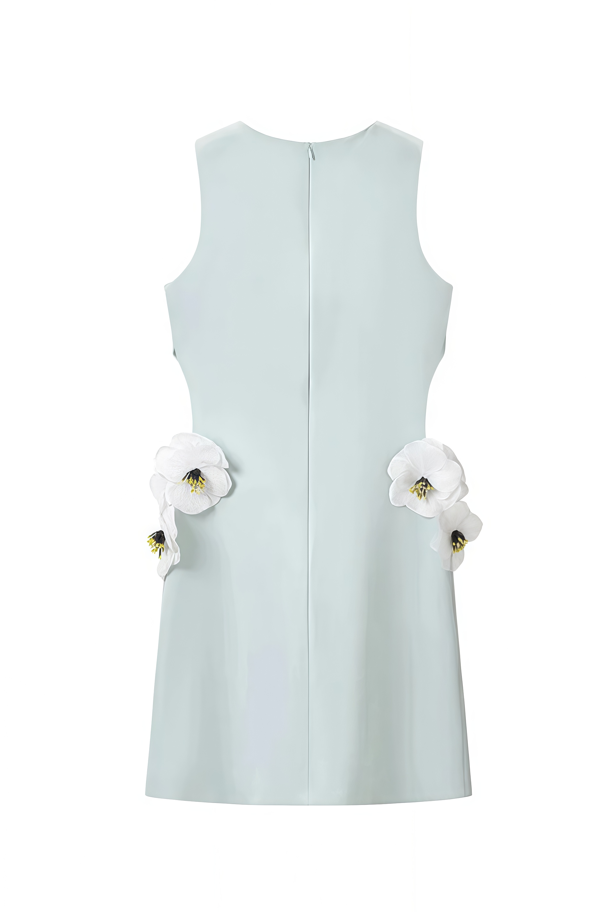 Heather Green Sleeveless 3D Flower Mini Dress