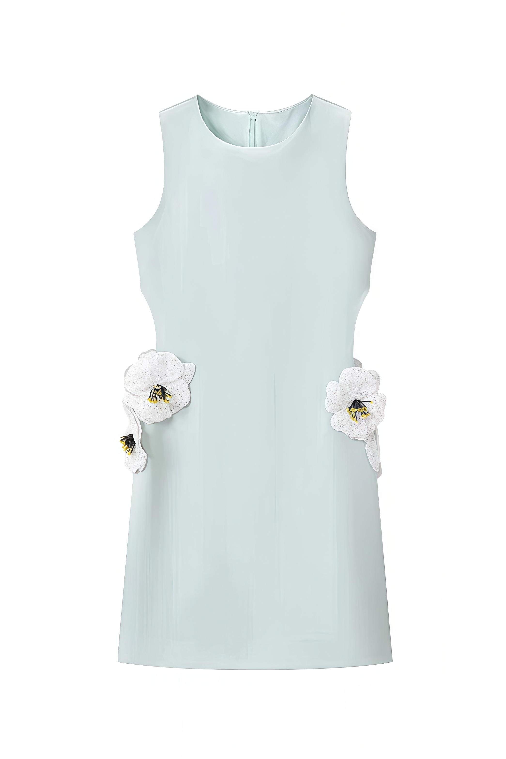 Heather Green Sleeveless 3D Flower Mini Dress