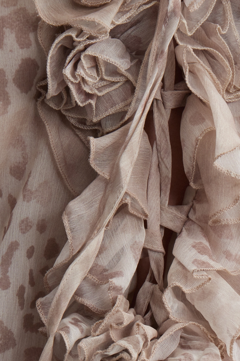 Bocasta Brown 3D Flower Mini Dress Set