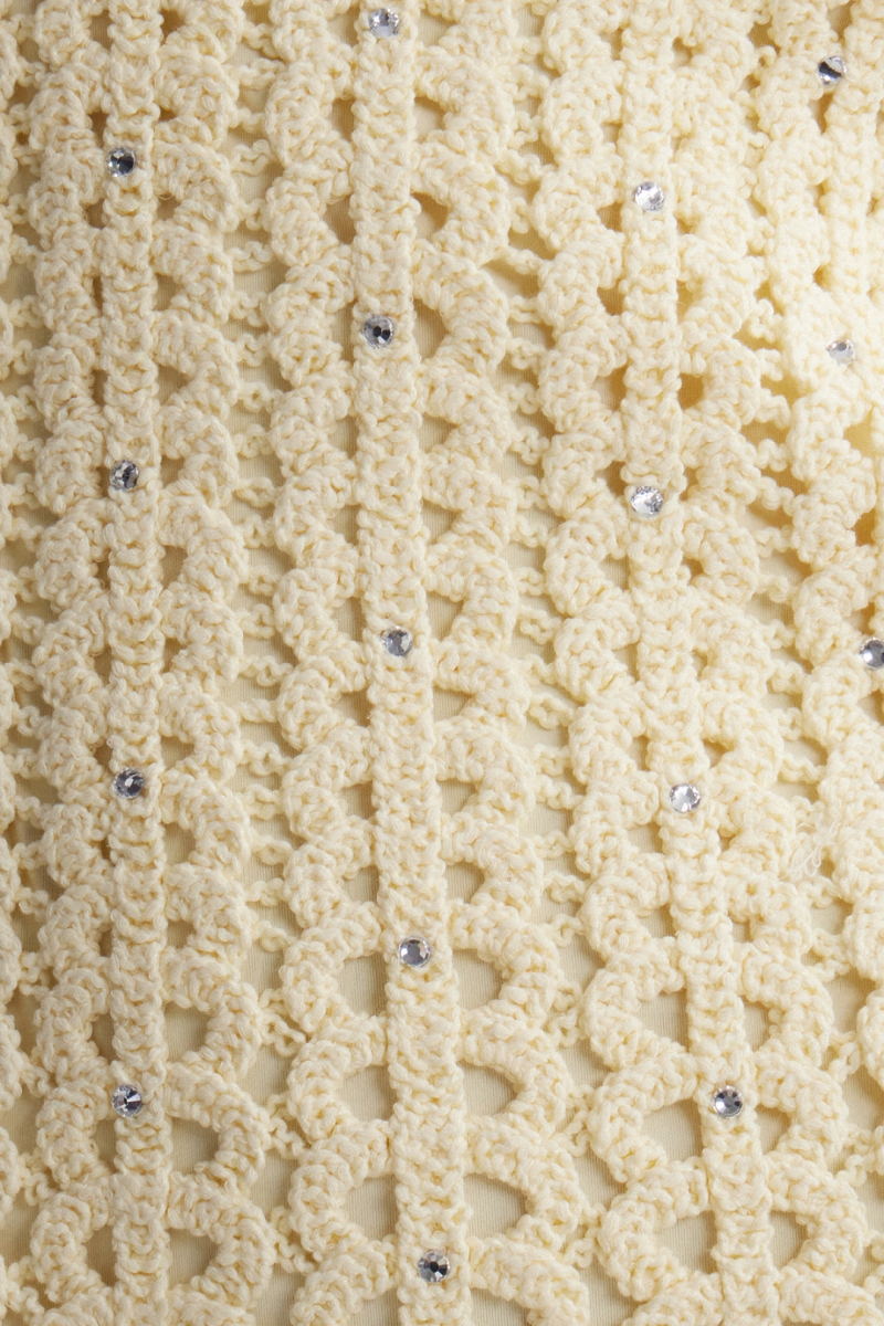 Durphy Yellow Cut Out Rhinestone Kint Maxi Dress
