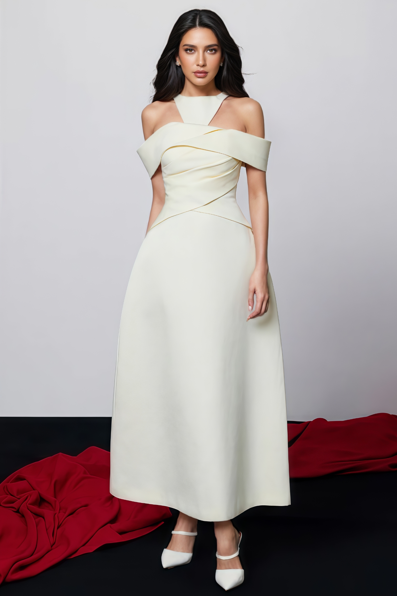 Kylia Off Shoulder Draped Maxi Dress