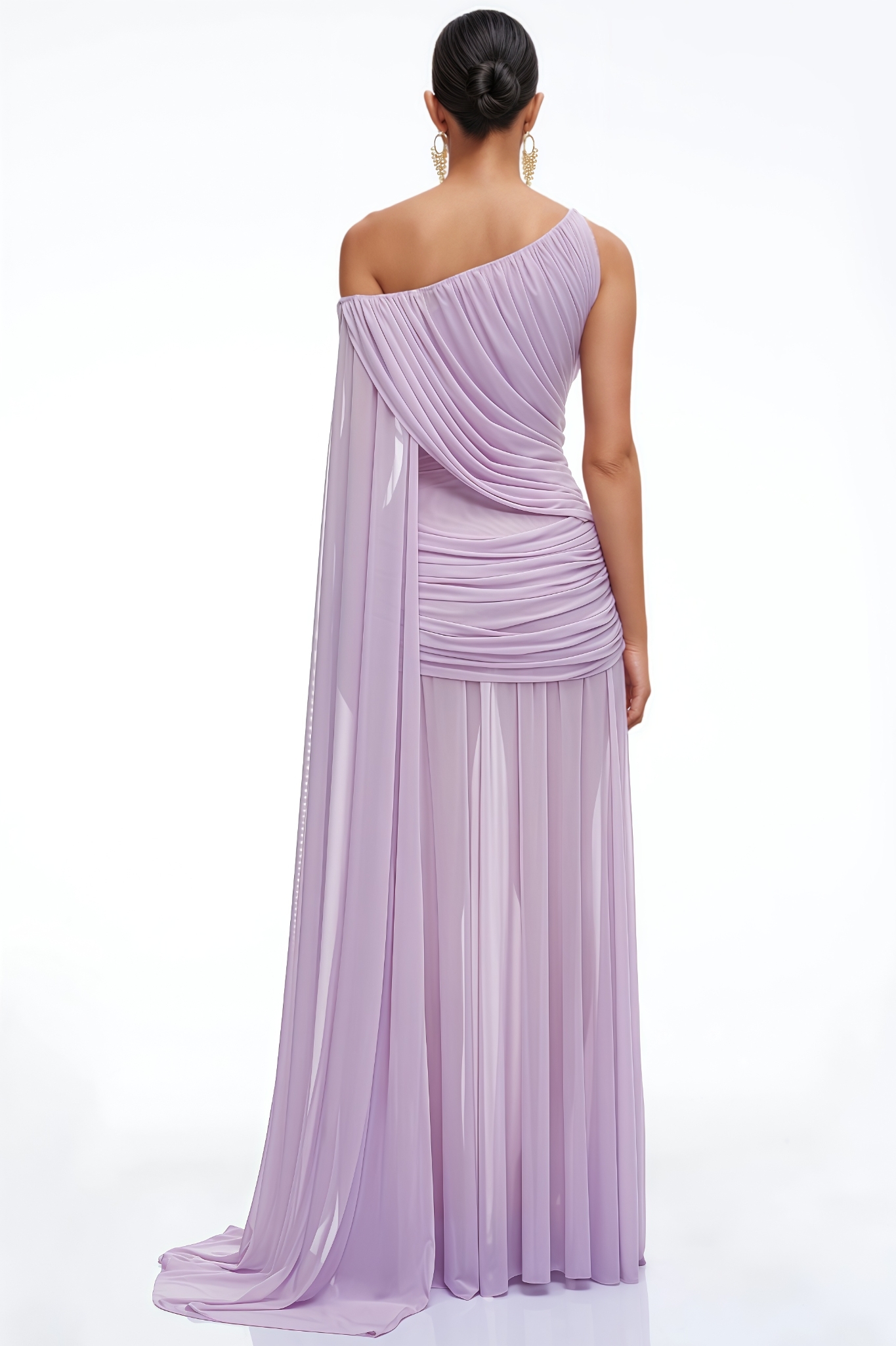 Zorisx Purple One Shoulder Ruched Maxi Dress