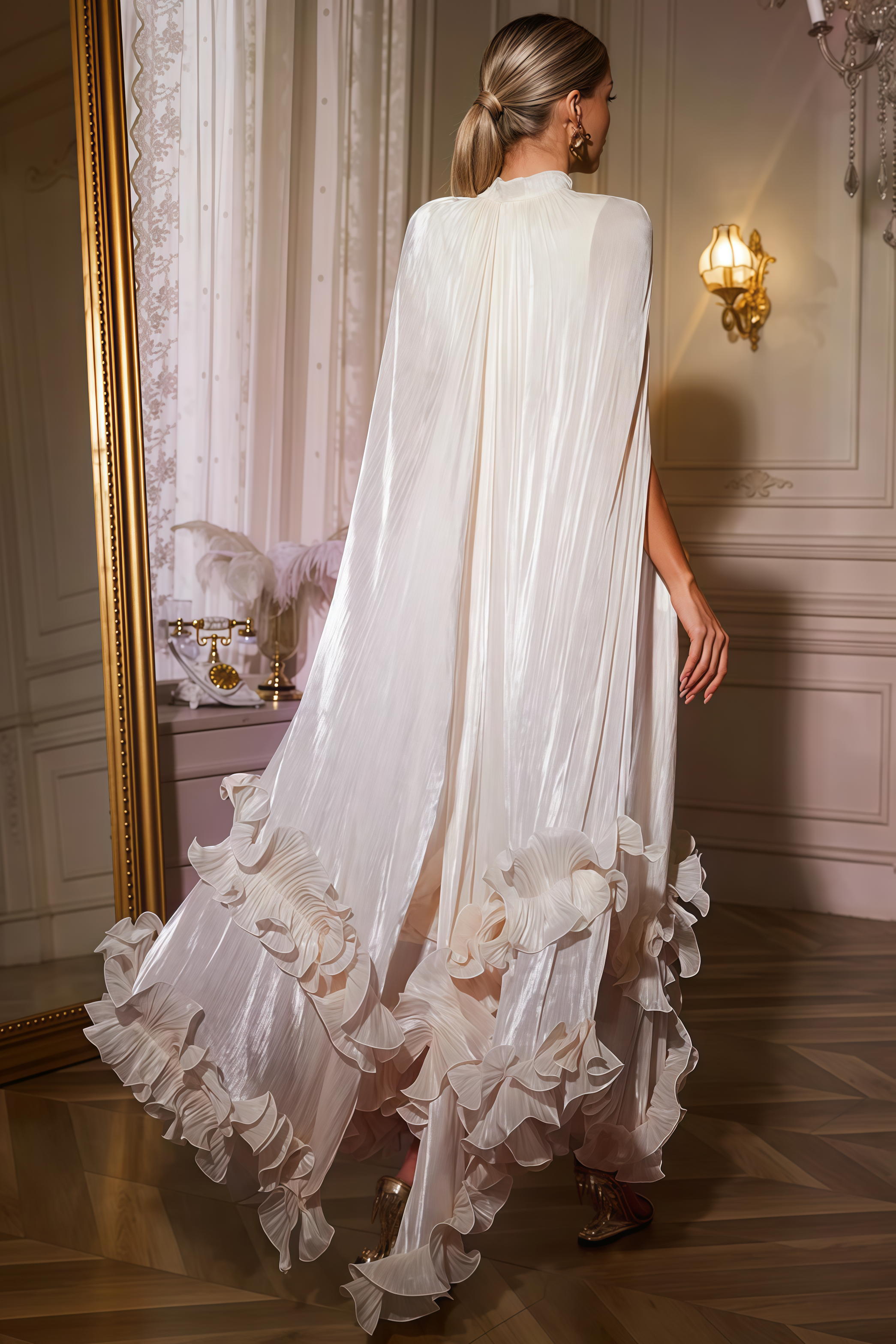 Alarip Shawl Ruffle Maxi Dress