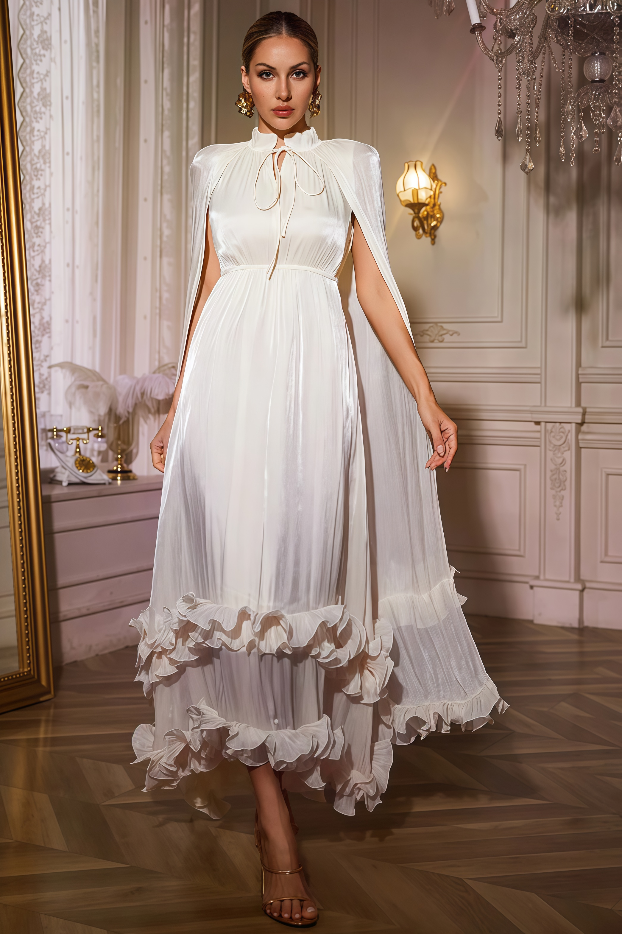 Alarip Shawl Ruffle Maxi Dress