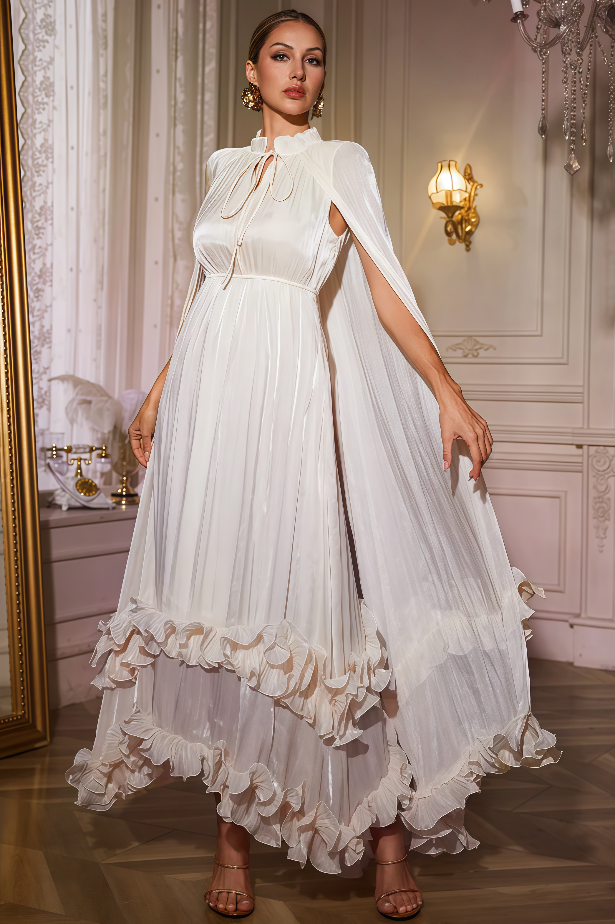 Alarip Shawl Ruffle Maxi Dress