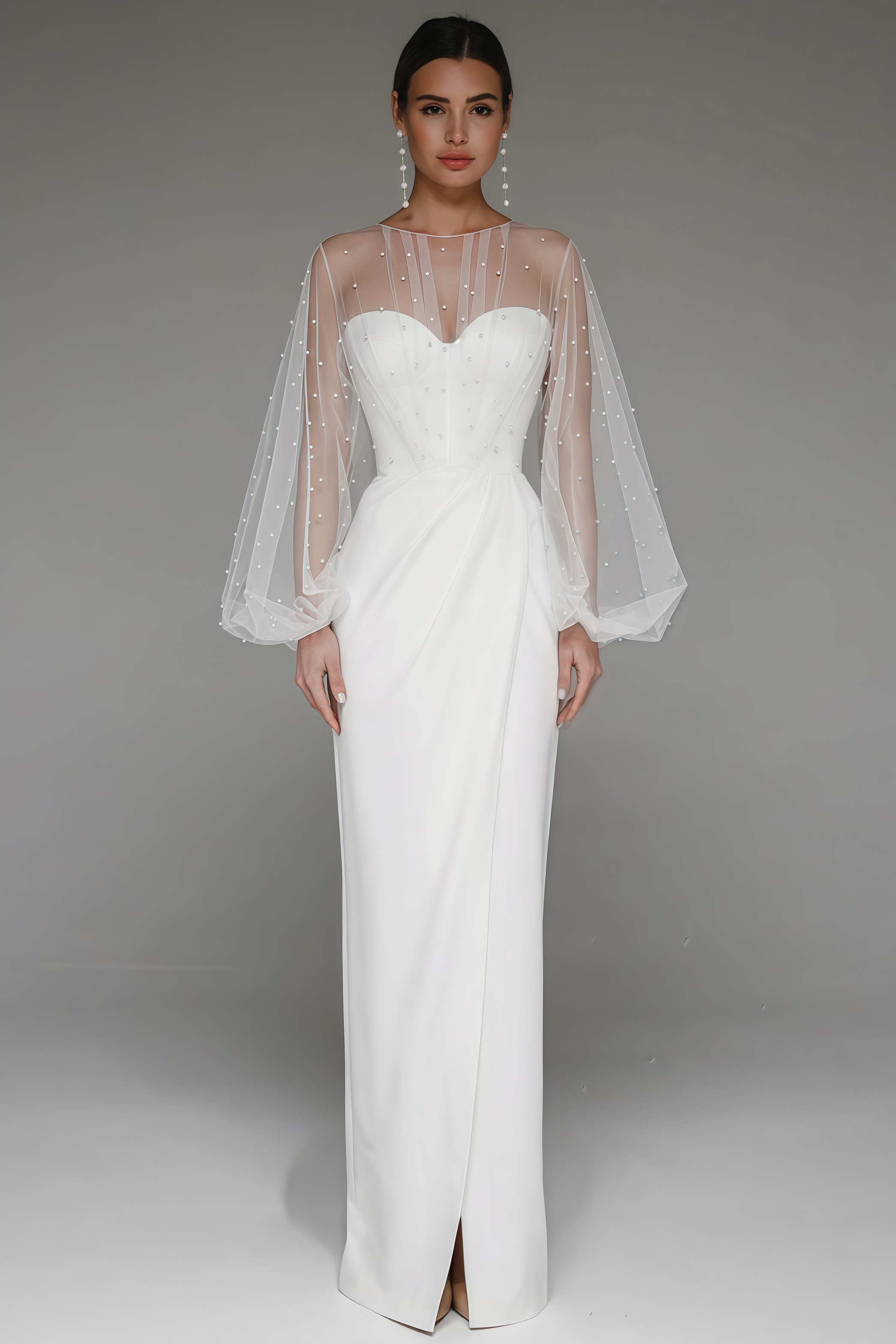 Kalia Sheath Pearl Maxi Dress-White