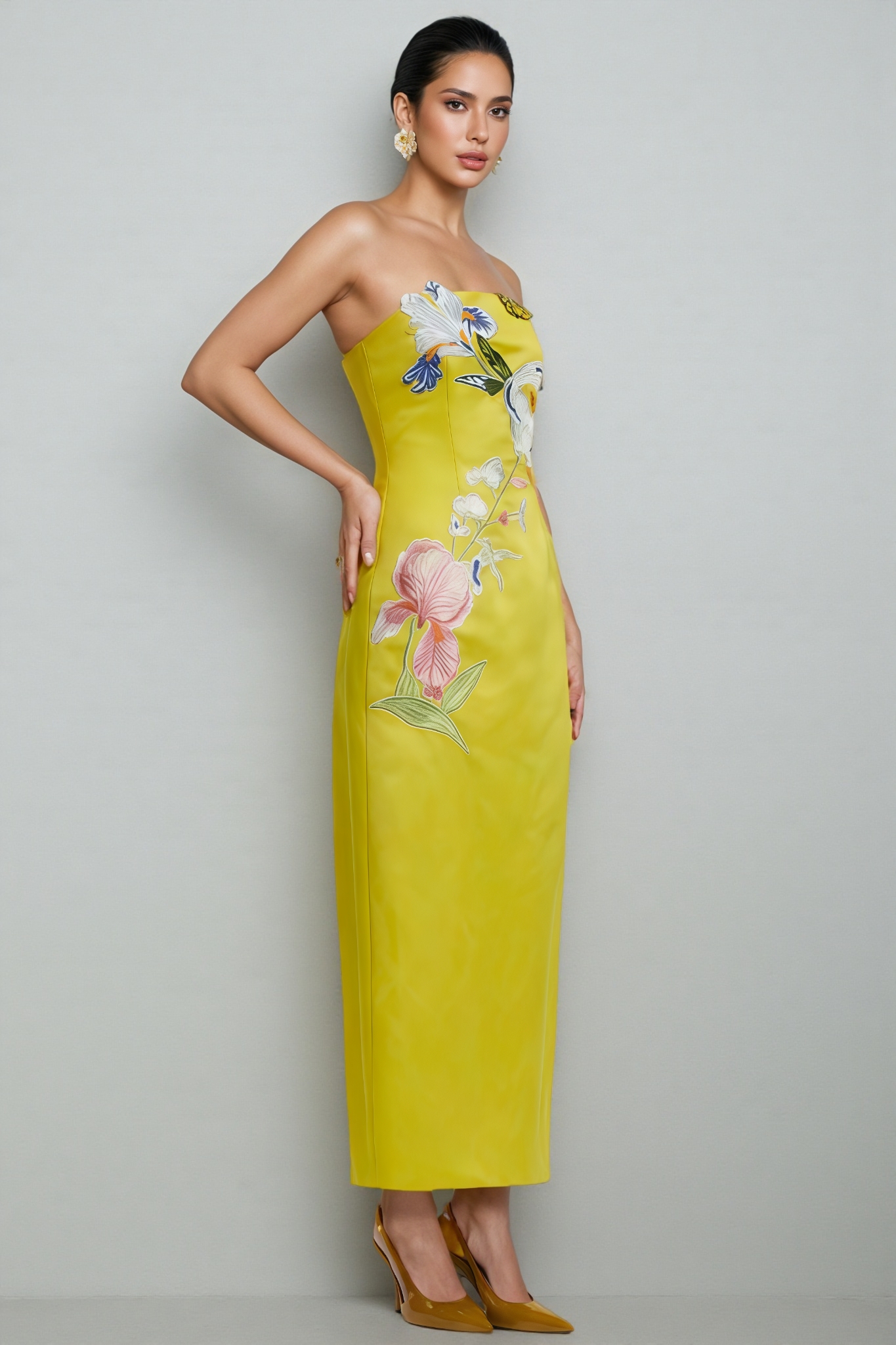 Kyliny Embroidered Off Shoulder Slit Maxi Dress
