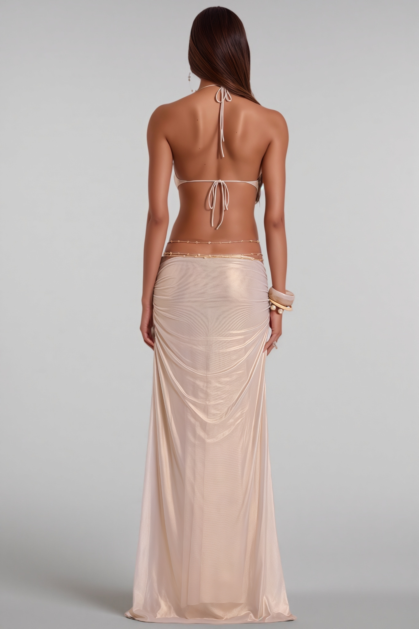 Charelle Gold Backless Maxi Dress