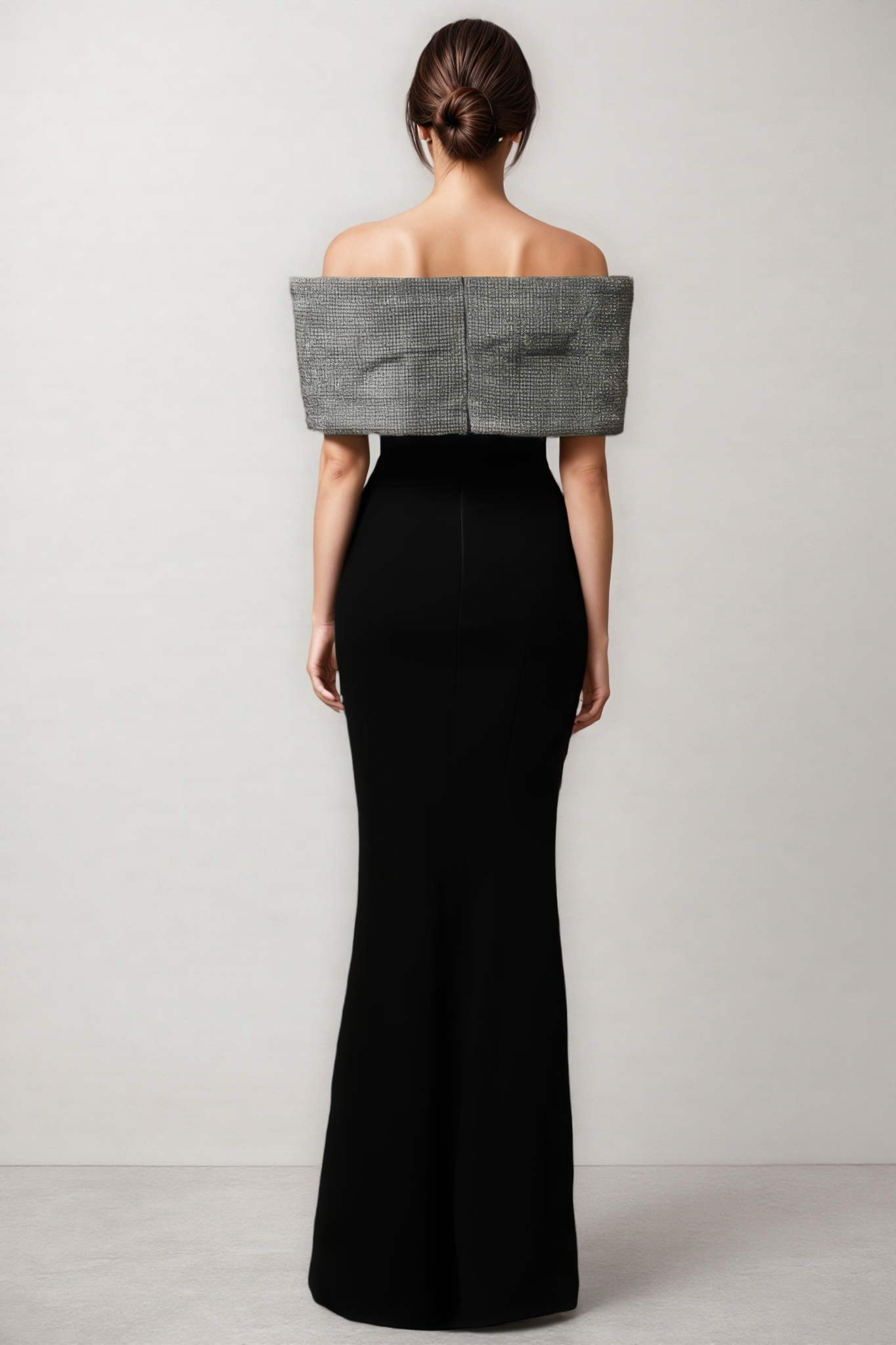 Grasa Black Rhinestone Bow Maxi Dress