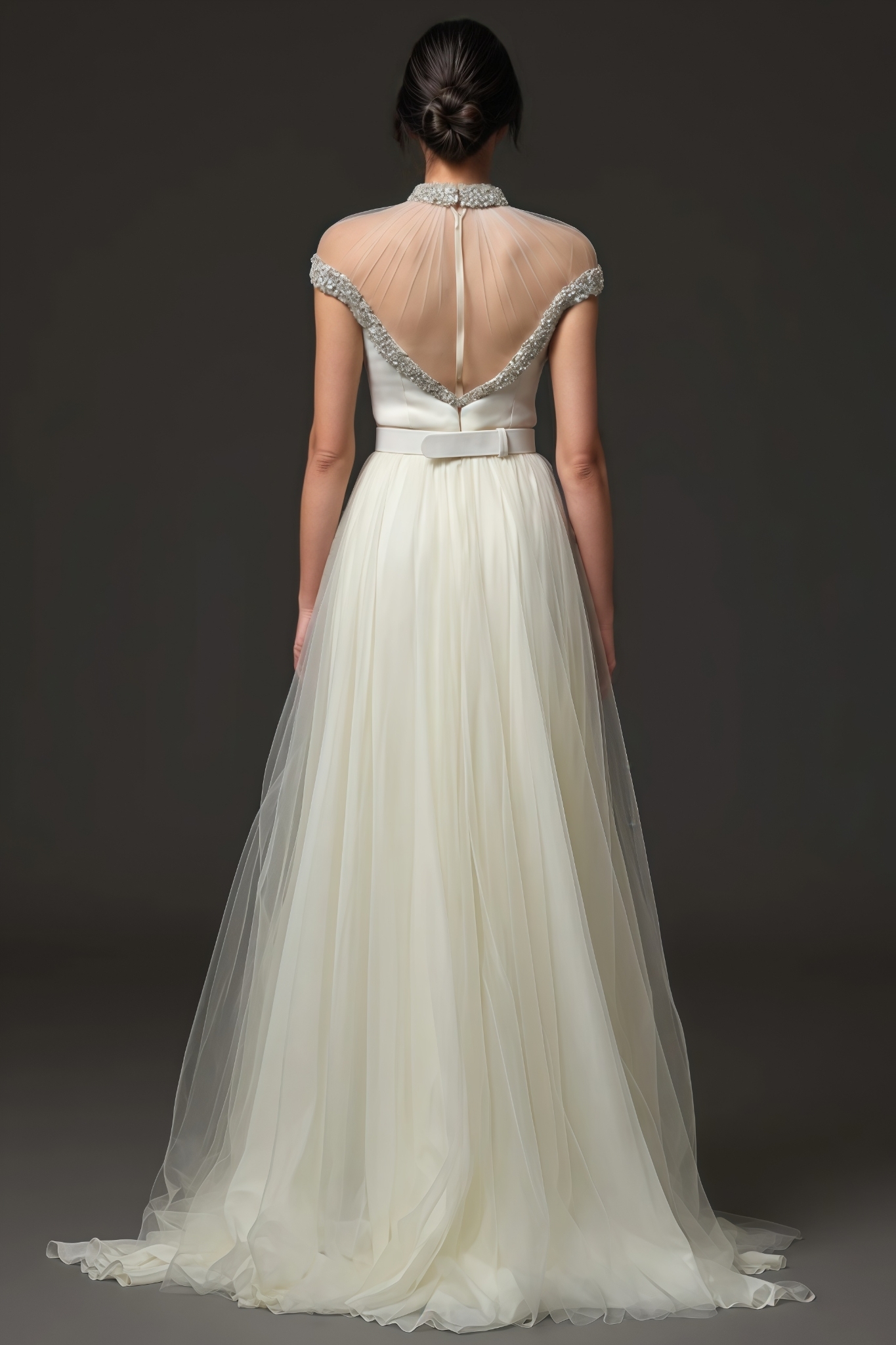 Kliren White Rhinestone Mesh Maxi Dress