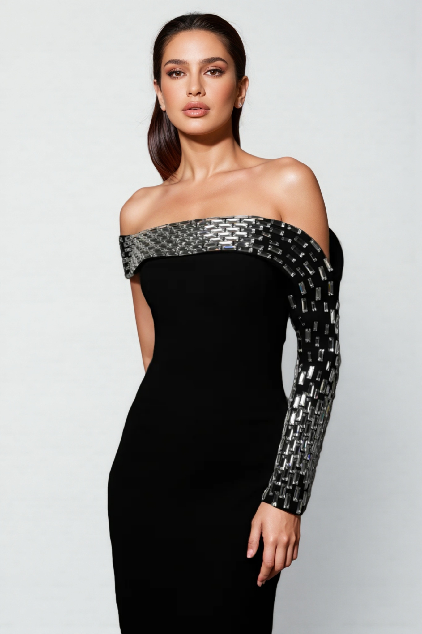 Wyran Diamond Black Bandage Maxi Dress