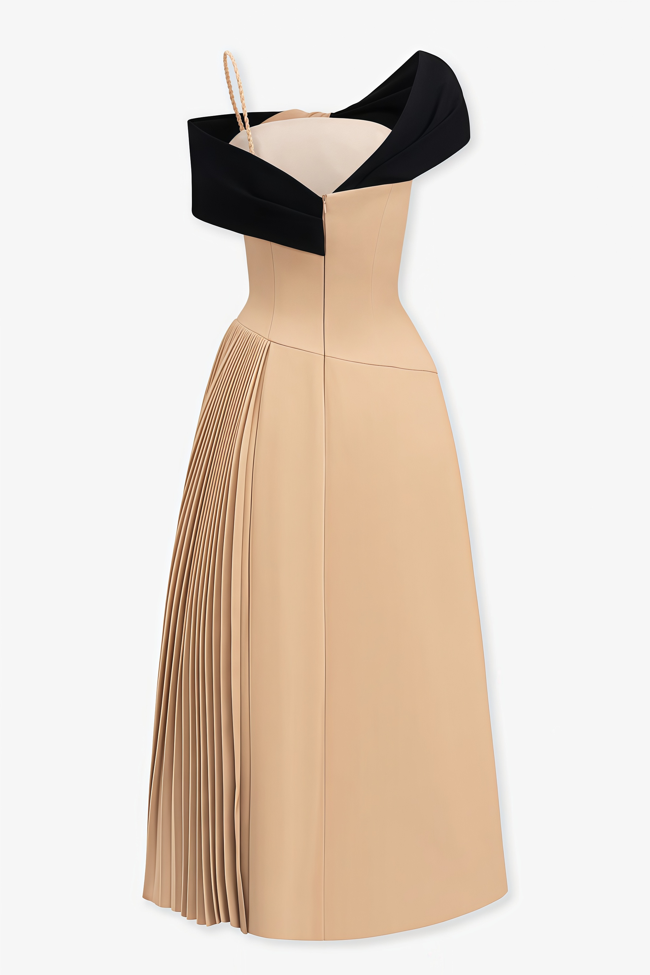 Sadity Khaki Pleated Midi Dress