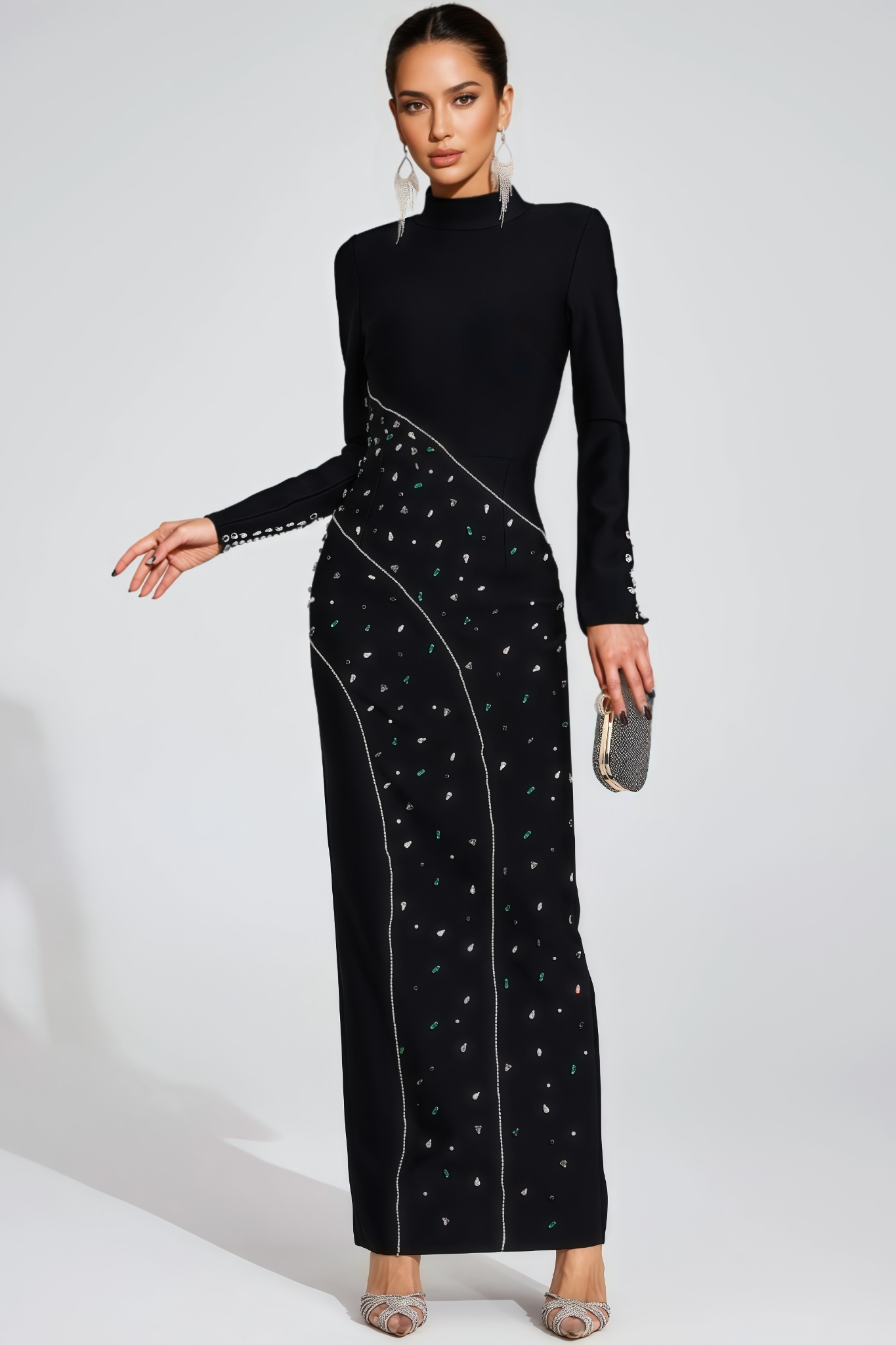 Dayel Black Sequined Maxi Dress
