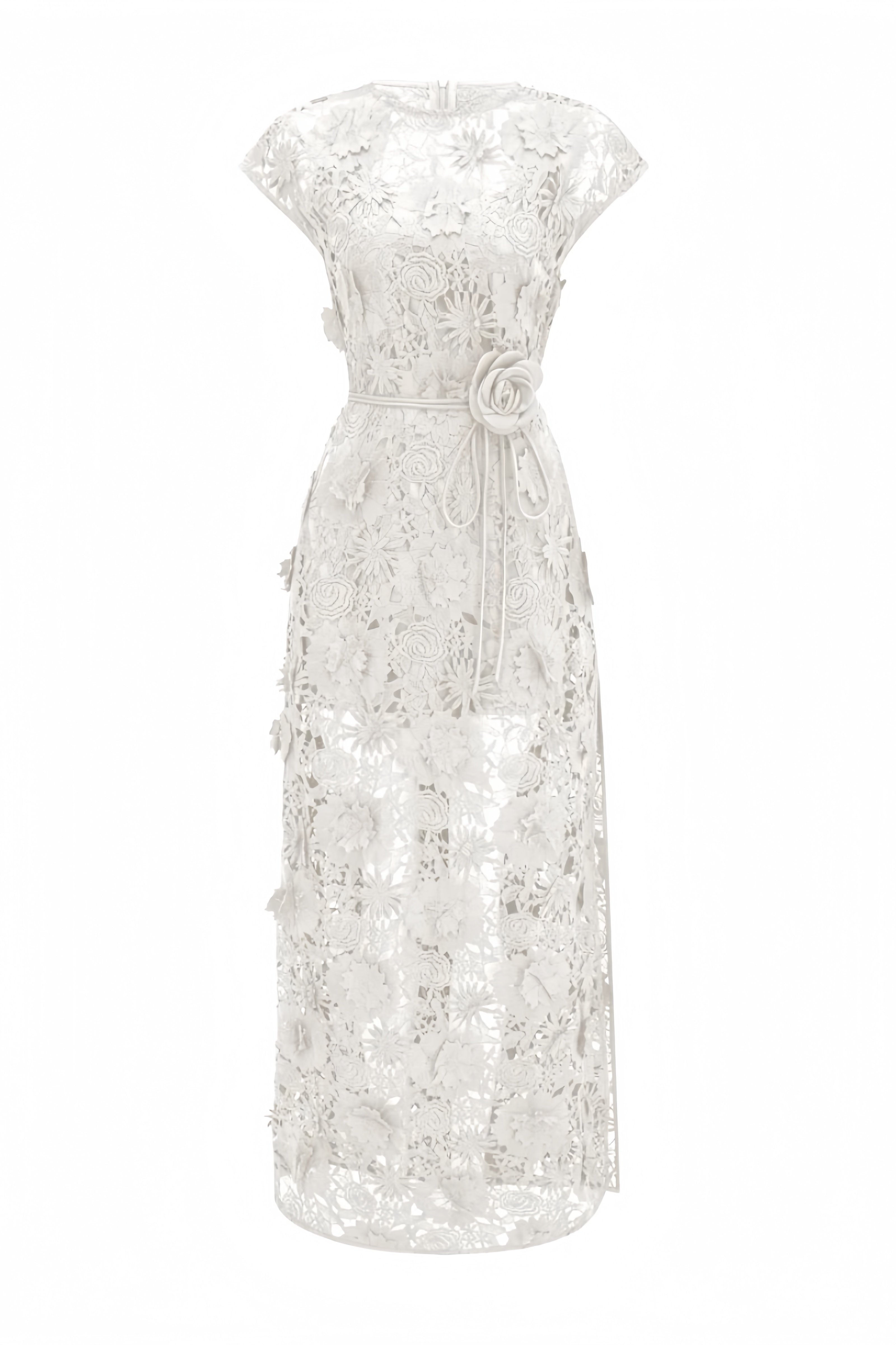 Naylen White 3D Floral Lace Maxi Dress