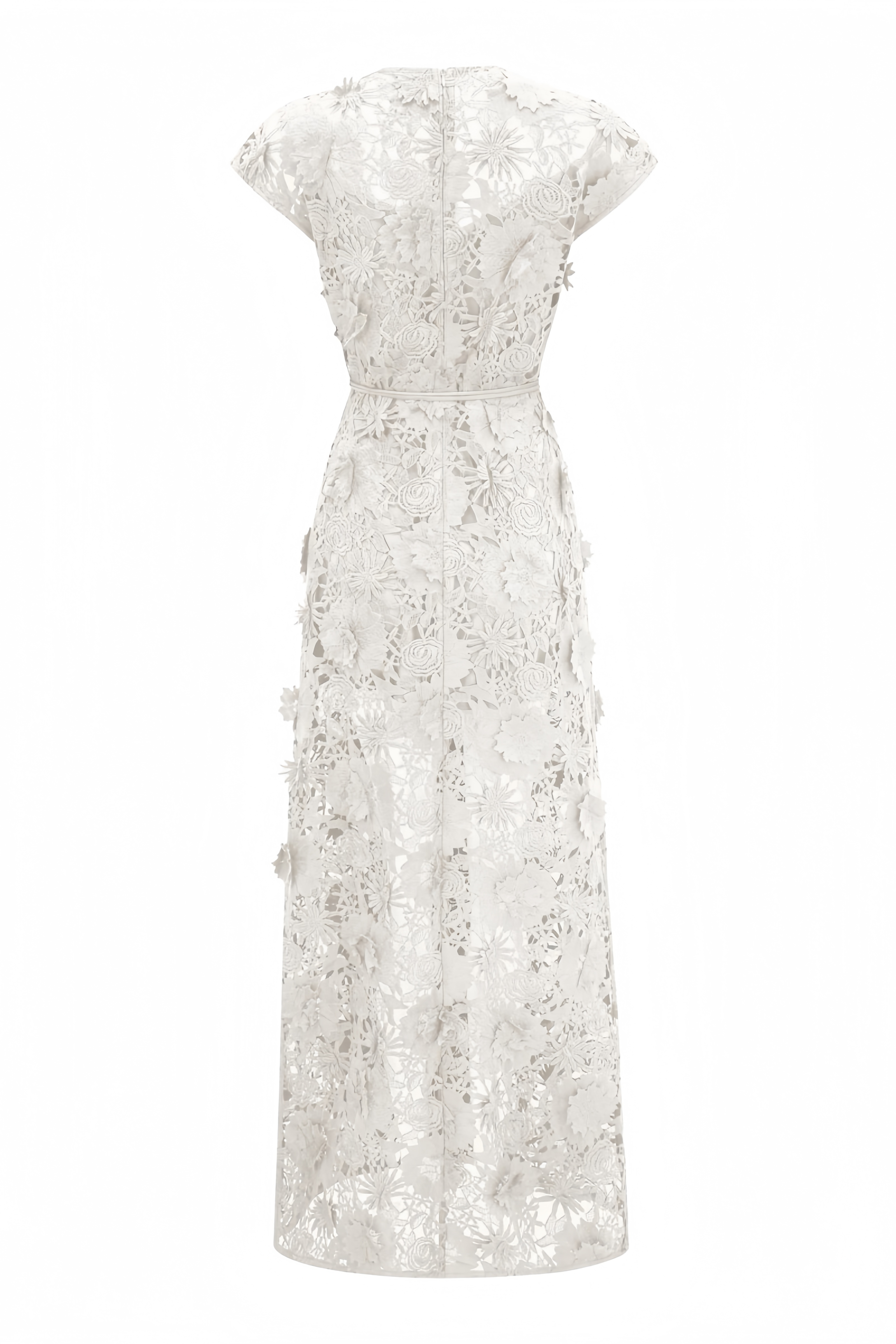 Naylen White 3D Floral Lace Maxi Dress