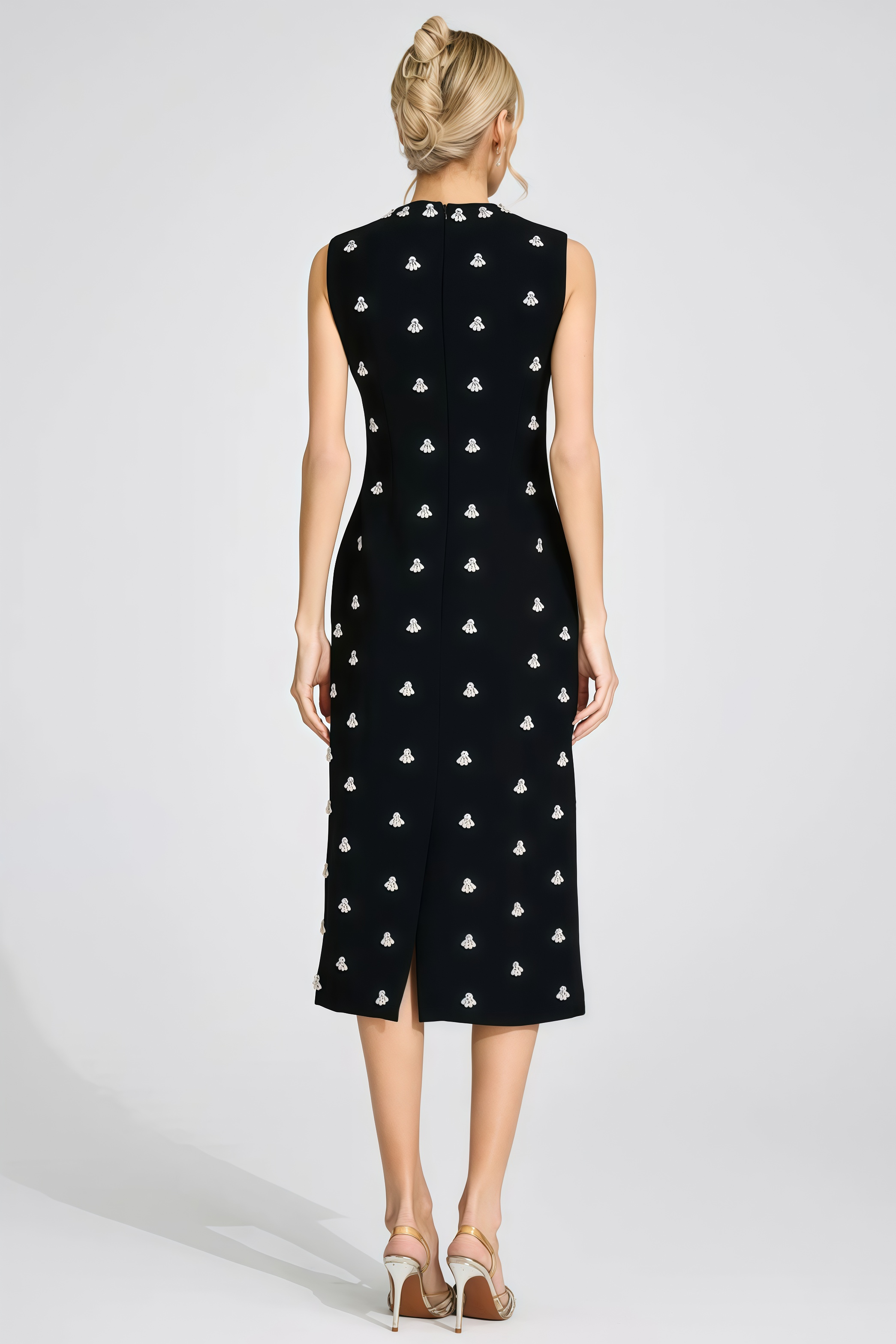 Orilely Black Beaded Midi Dress