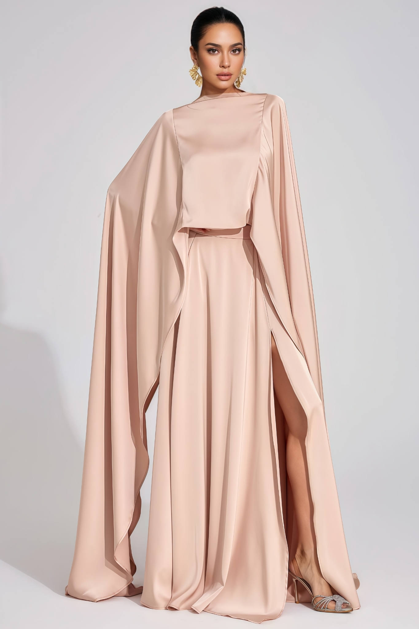 Sozphiy Satin Slit Maxi Dress