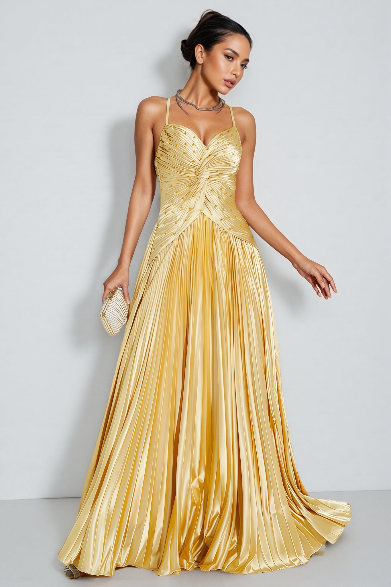 Saga Gold Beaded Maxi Slip Dress
