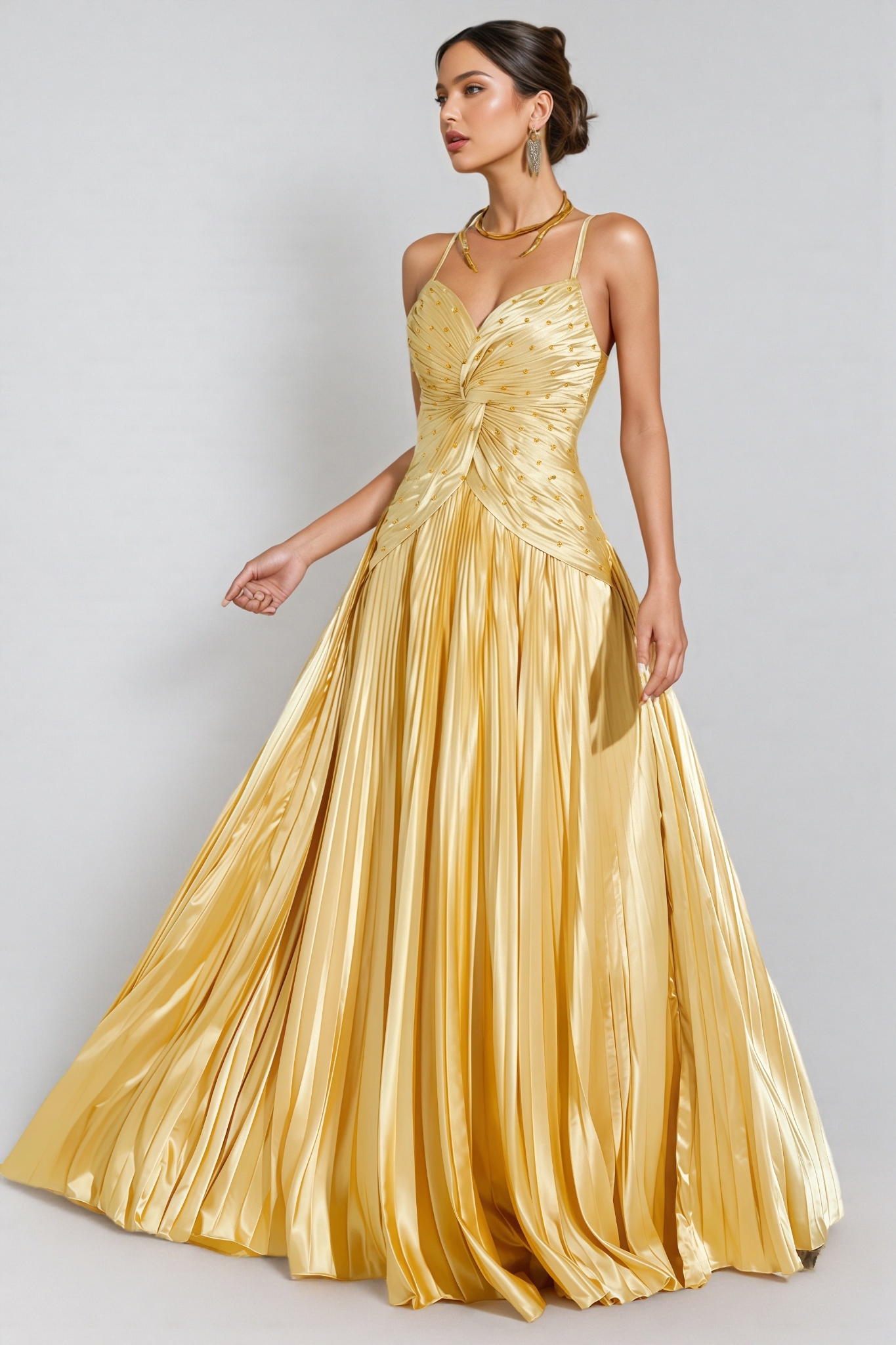 Saga Gold Beaded Maxi Slip Dress