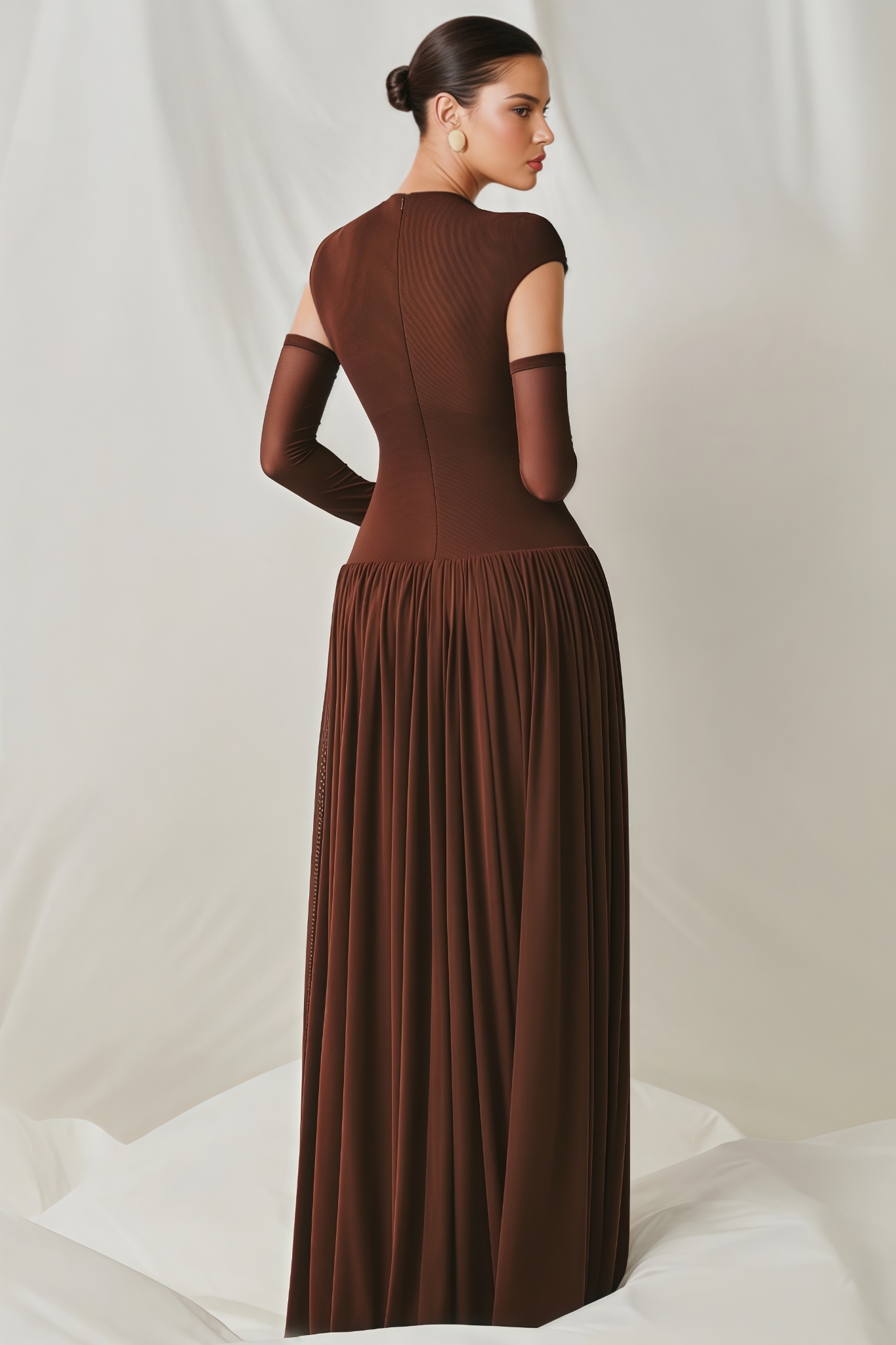 Sephio Brown Ruched Maxi Dress