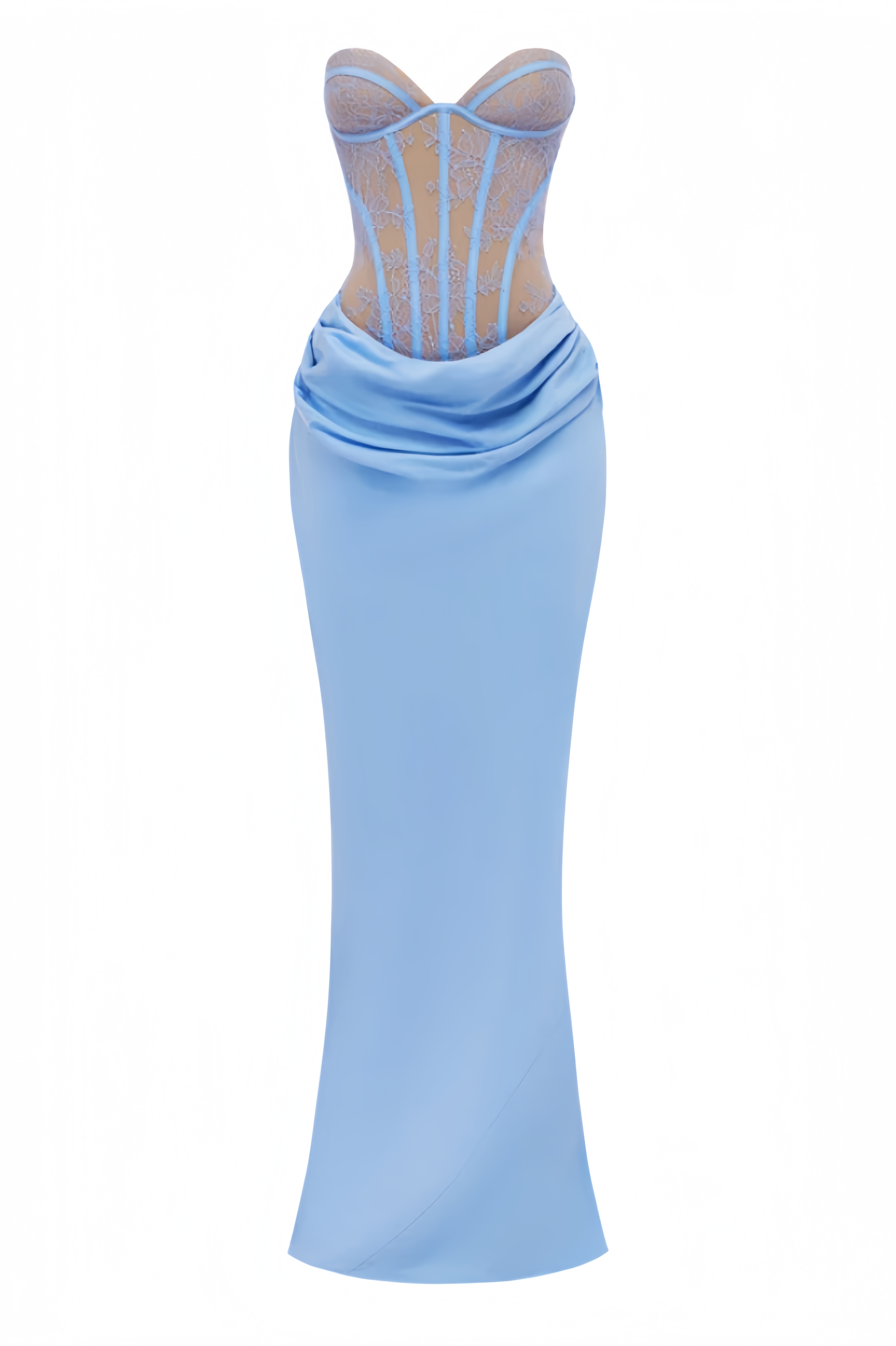 Edwina Blue Strapless Draped Maxi Dress