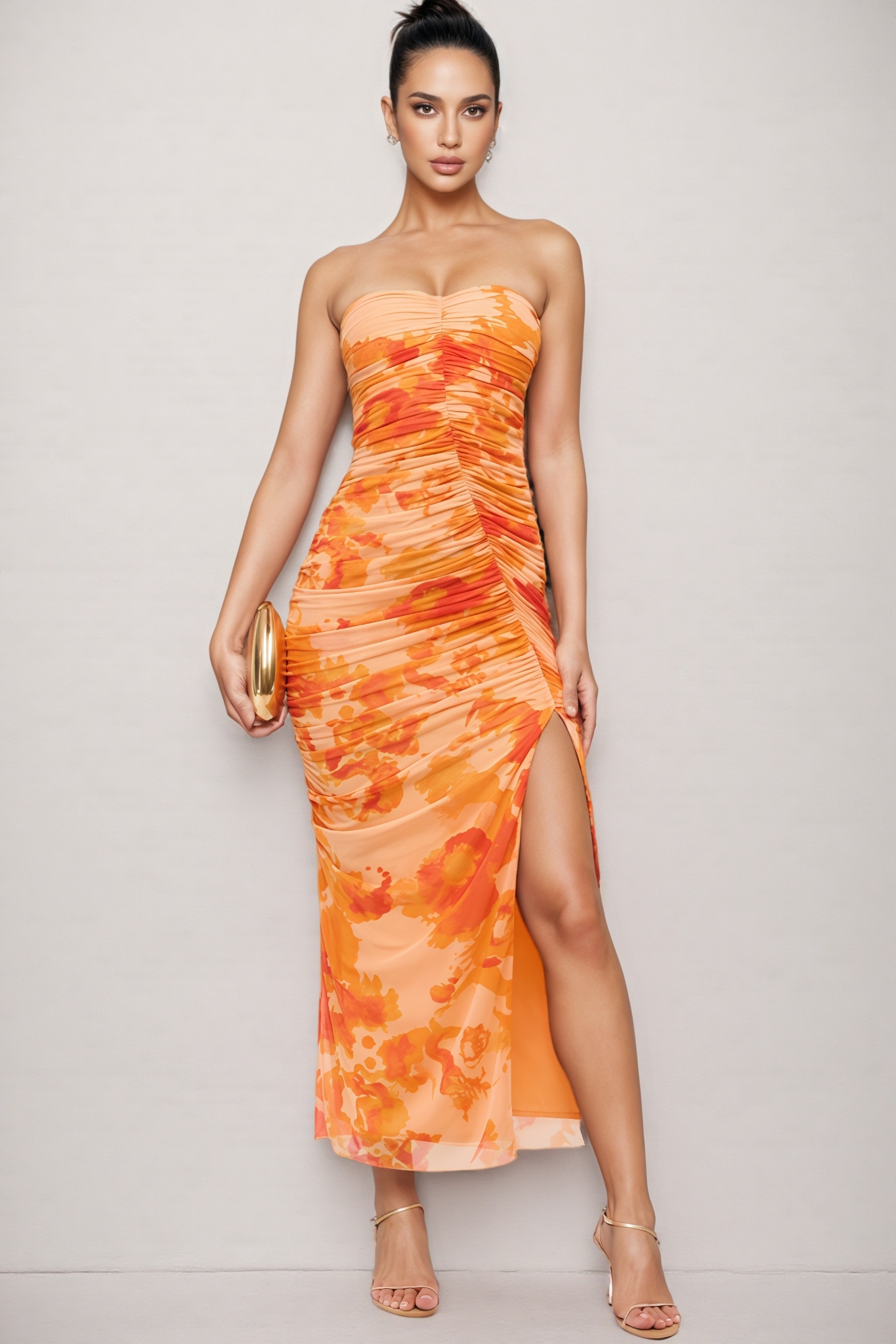 Aldridge Orange Halter Print Maxi Dress