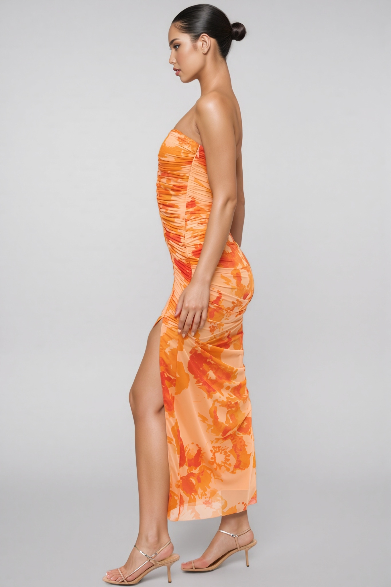 Aldridge Orange Halter Print Maxi Dress