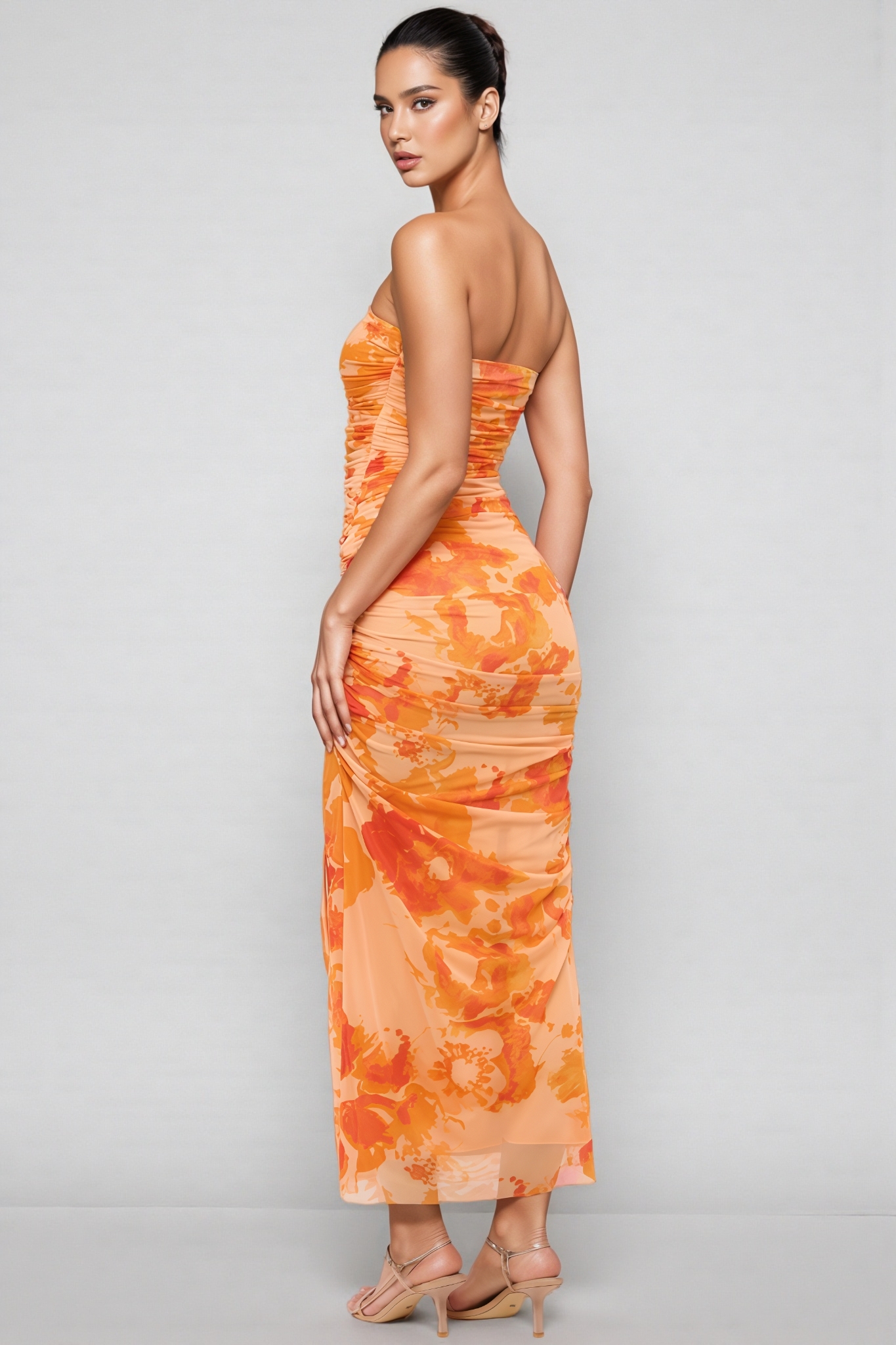 Aldridge Orange Halter Print Maxi Dress
