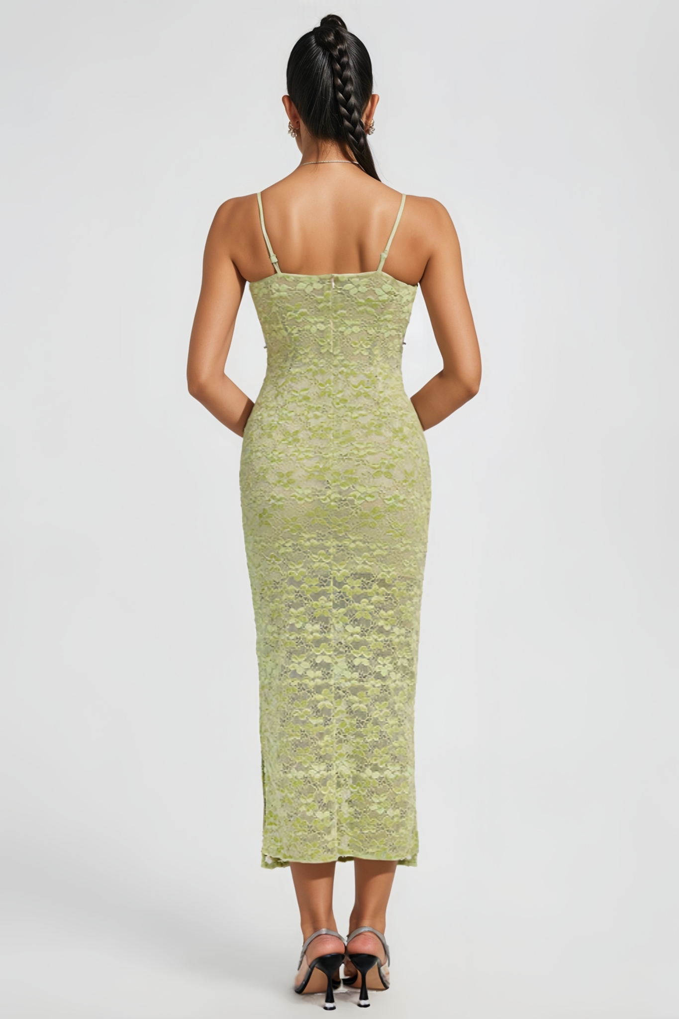 Ethan Lace Floral Crystal Chain Maxi Dress