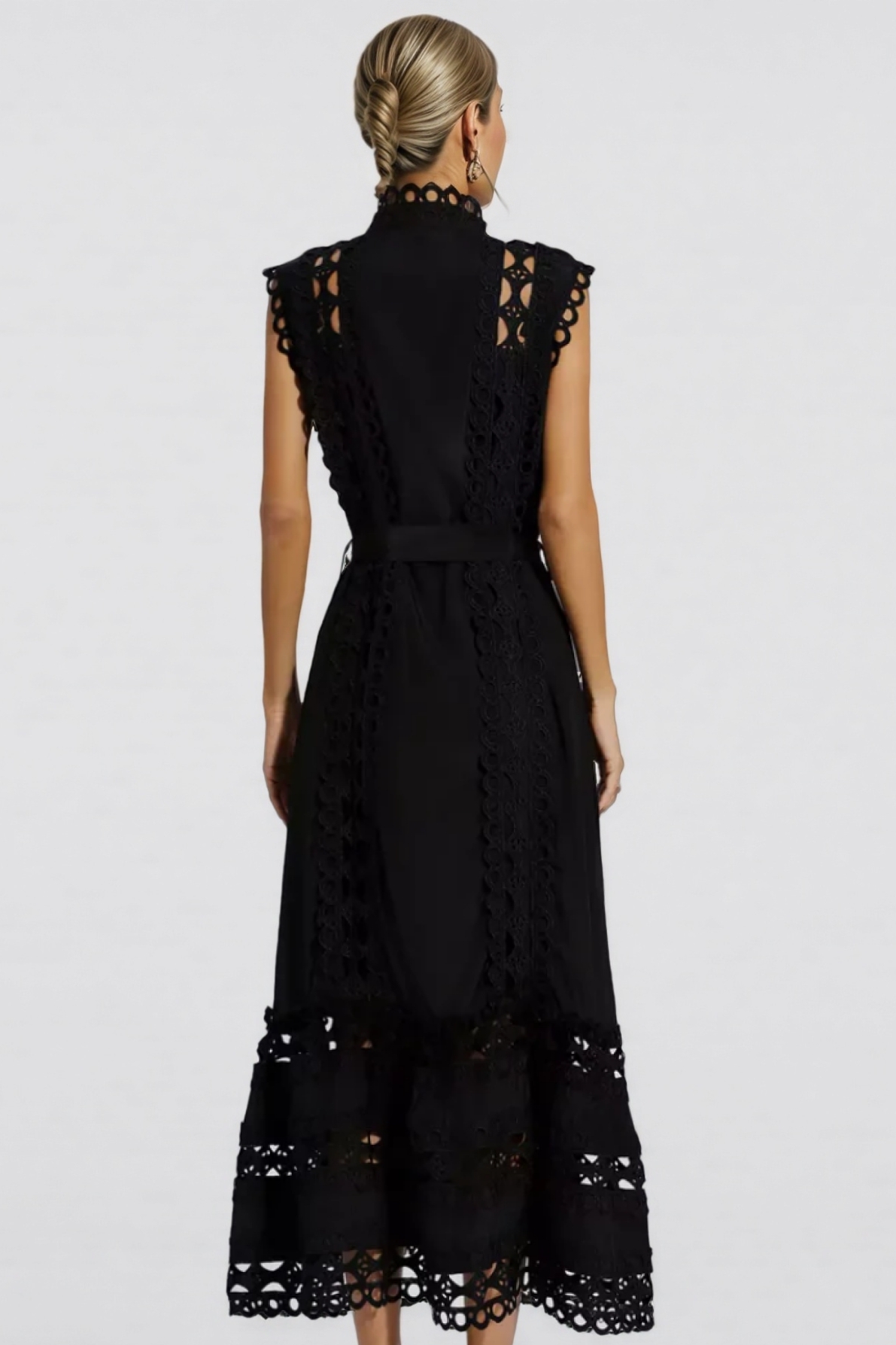 Kamo Black Sleeveless Hollow Maxi Dress