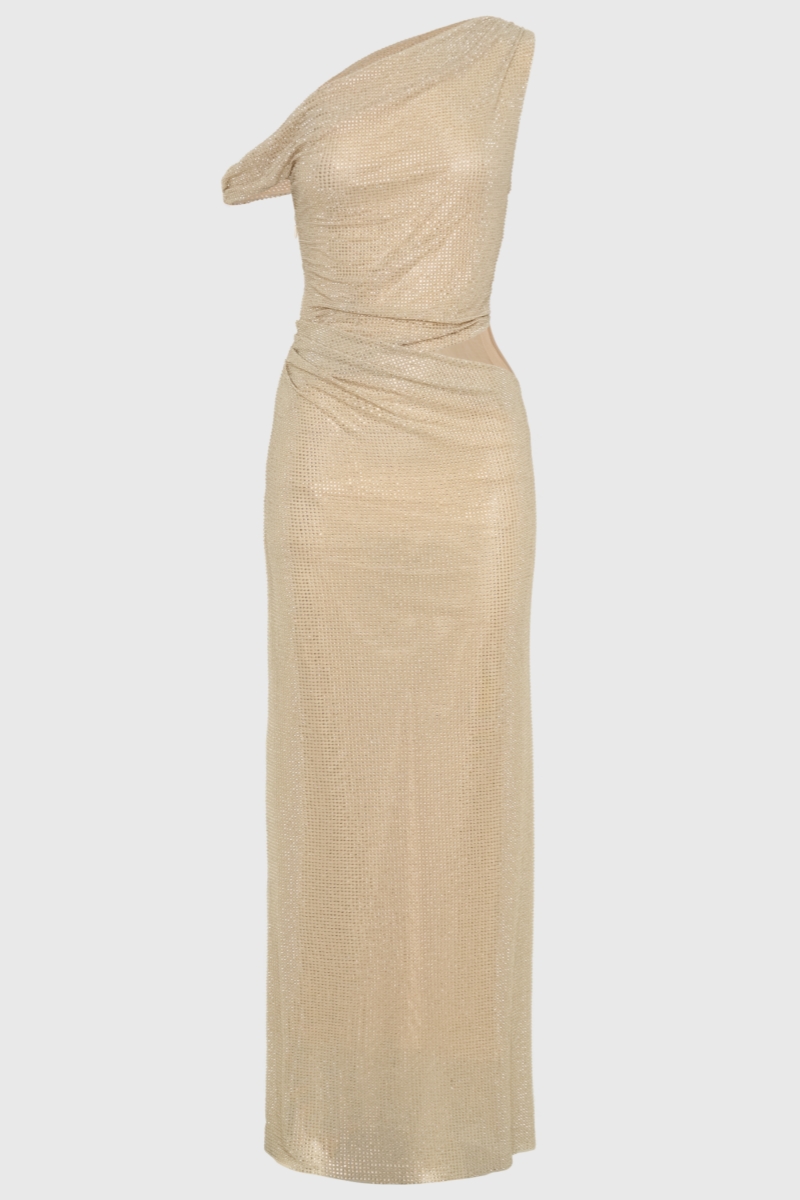 Dravi Diamante One Shoulder Maxi Dress