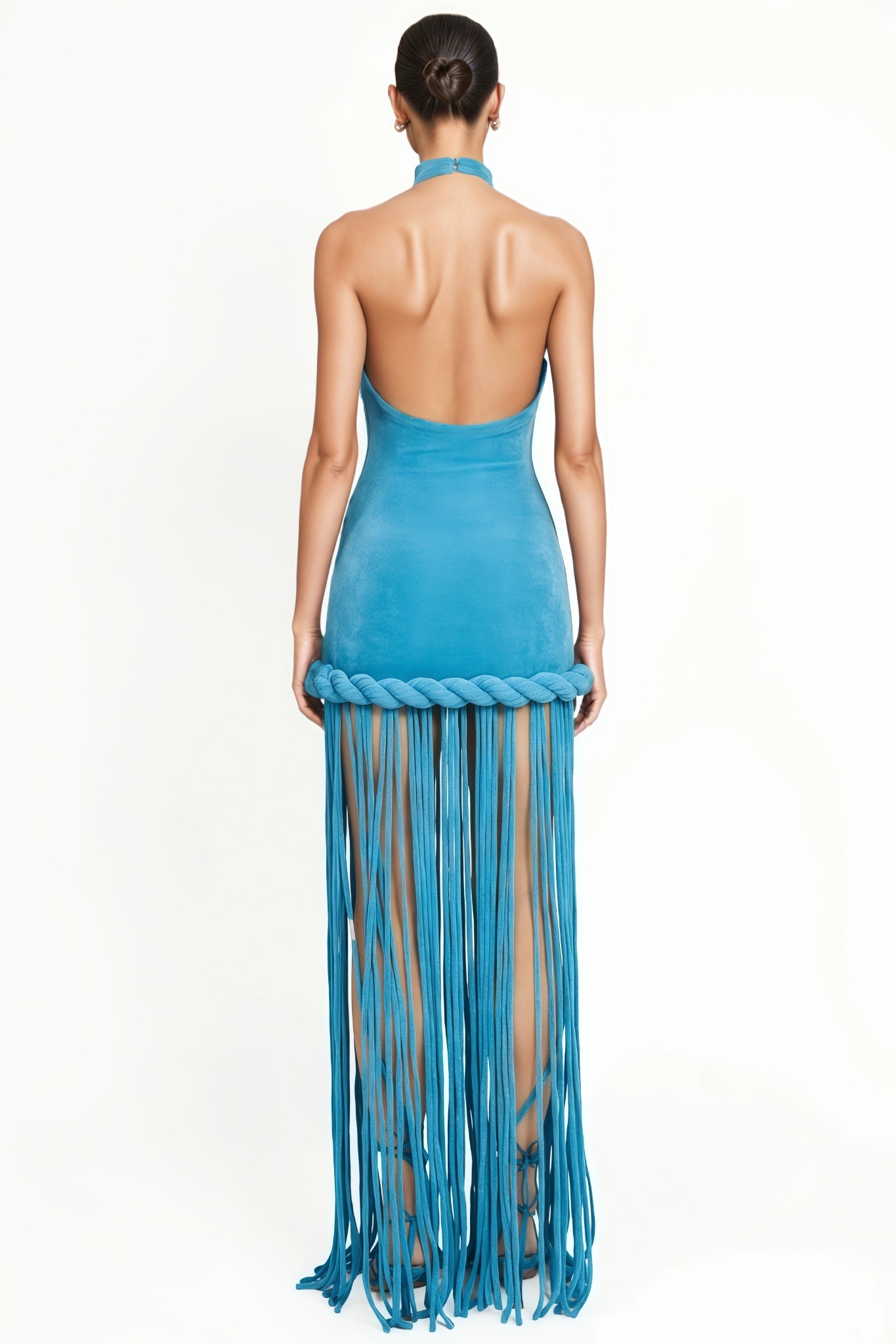 Avital Blue Fringe Maxi Dress