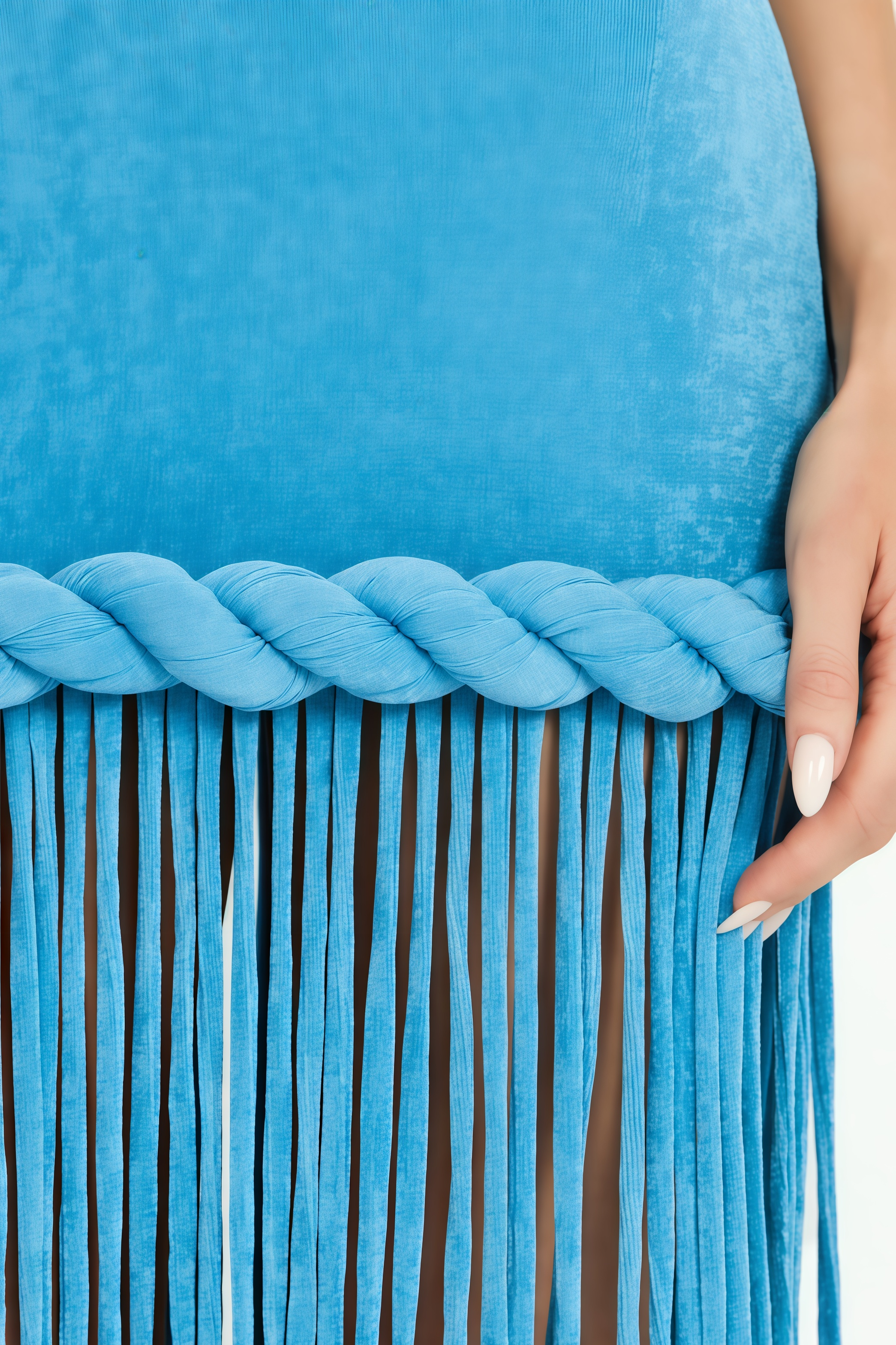 Avital Blue Fringe Maxi Dress